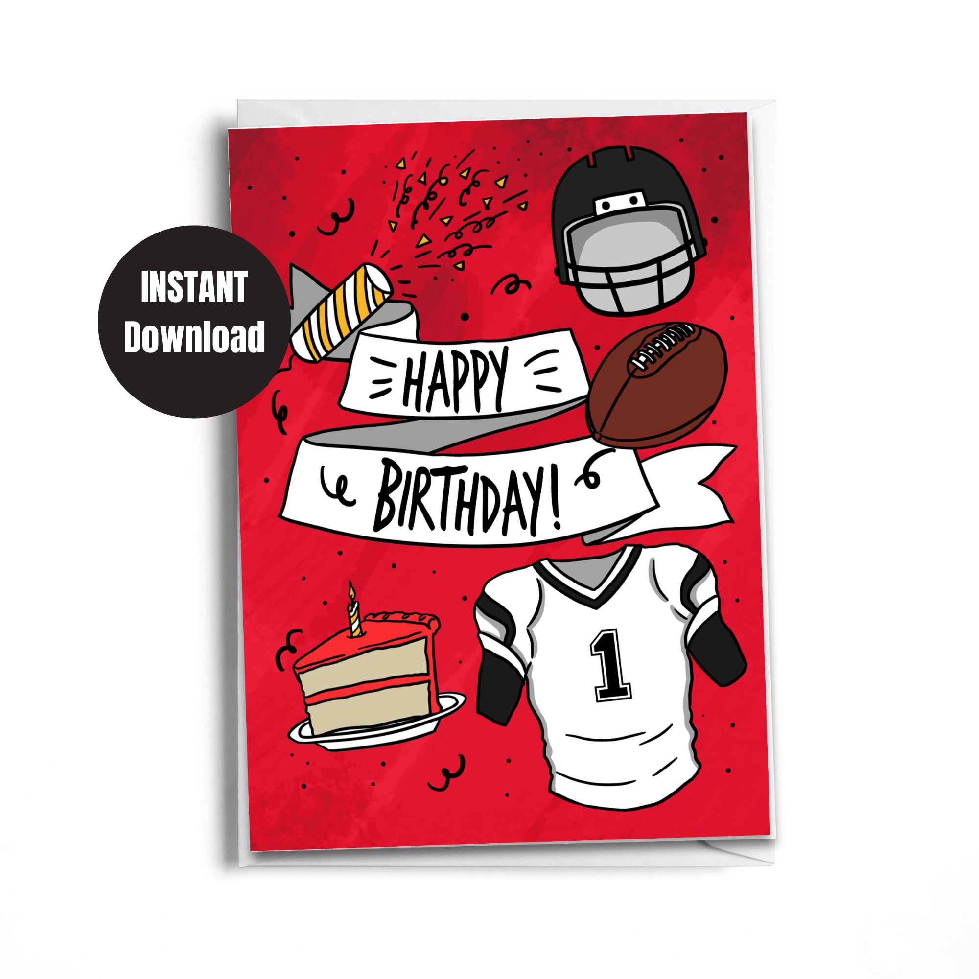 Birthday Card for Football Player or Coach  Printable | Instant Download