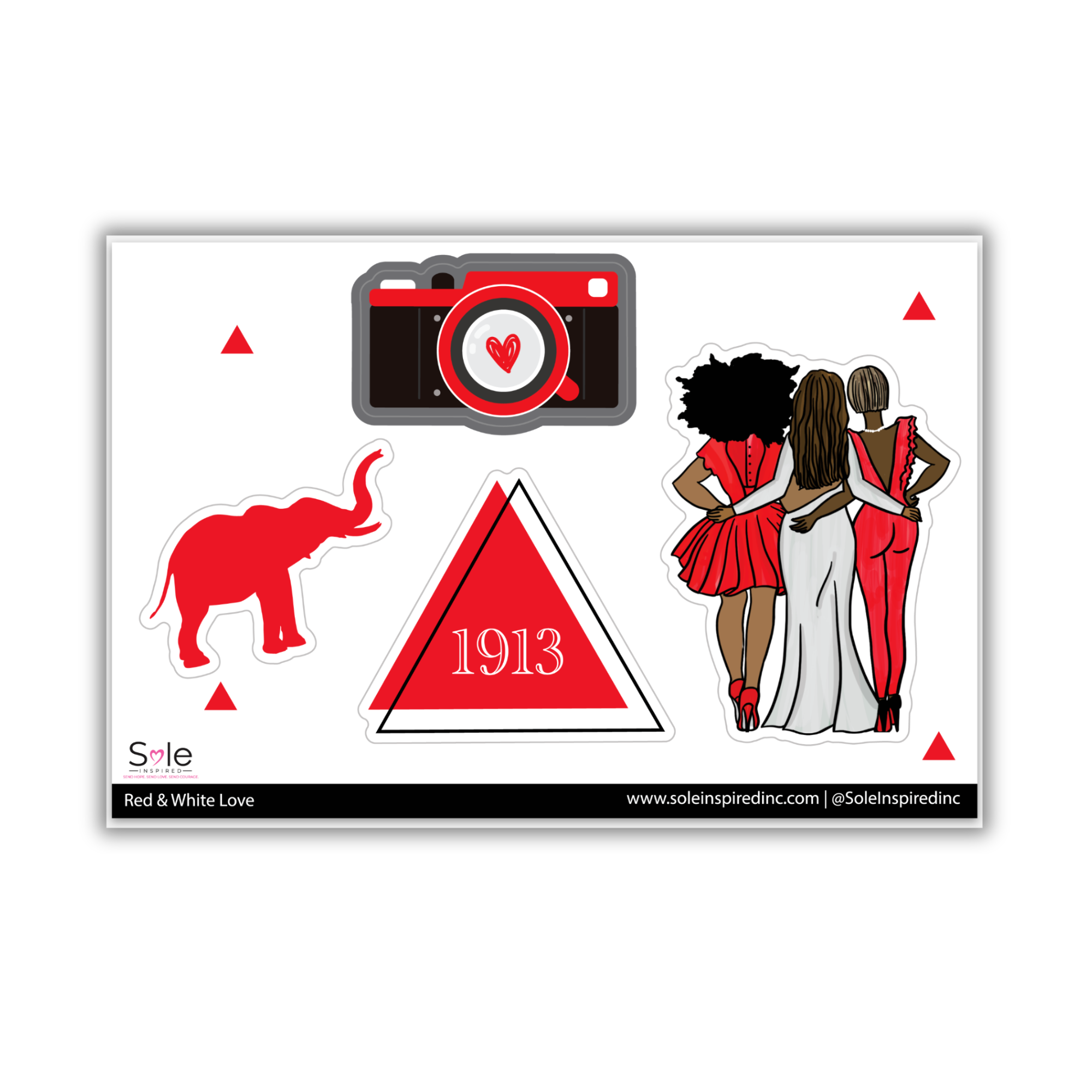 Red & White Sorority Inspired 4x6 Sticker Sheet | 4x6 Vinyl Sticker Pack