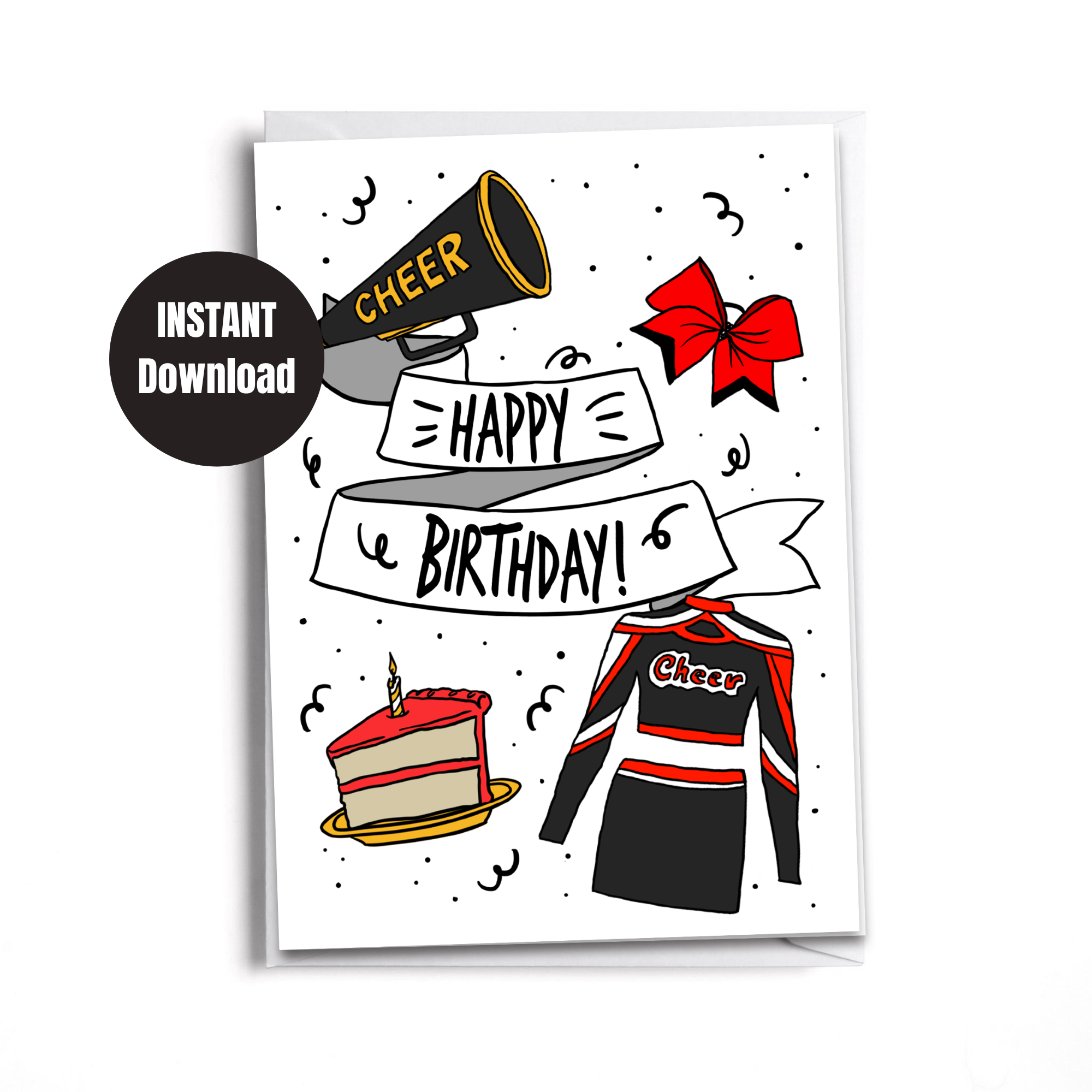Birthday Card for Cheerleader  Printable | Instant Download