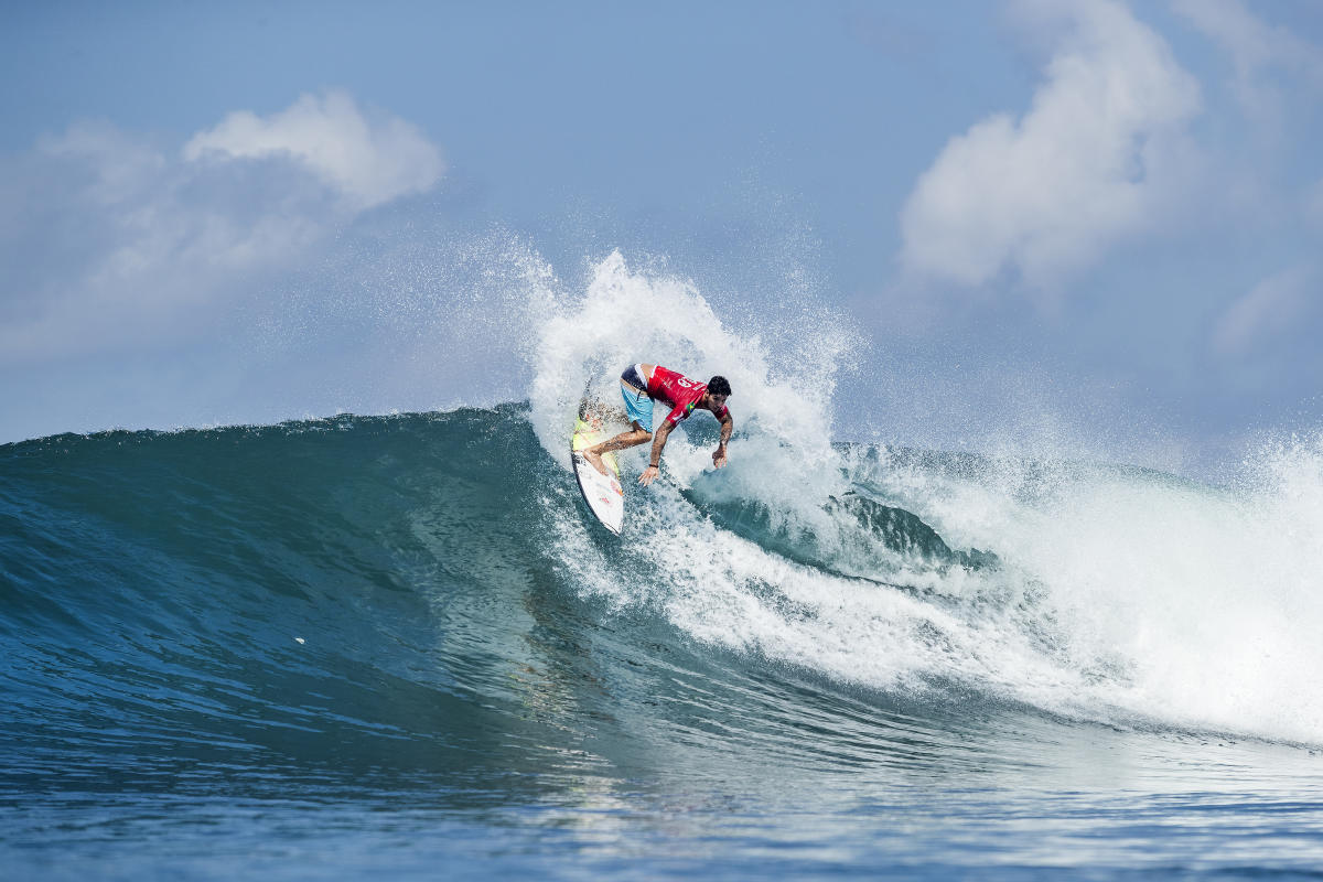Atleta Gabriel Medina no campeonato de 2018. Foto: Kelly Cestari