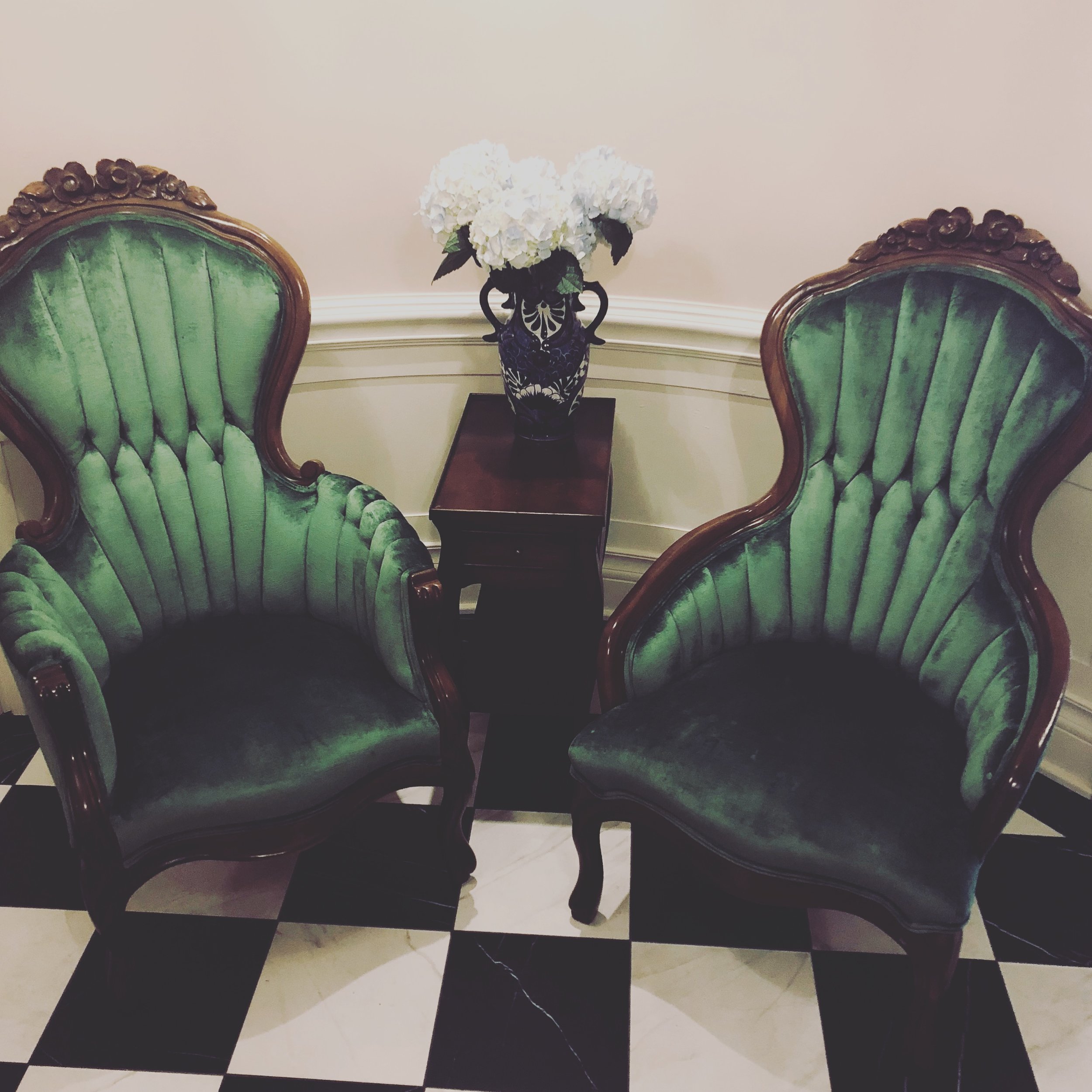 Green Velvet Chairs at The Madison Club