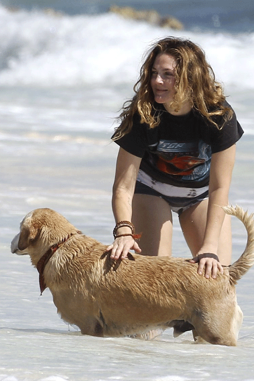 Drew Barrymore With Friends at Amansala Bikini Bootcamp in Tulum, Mexico