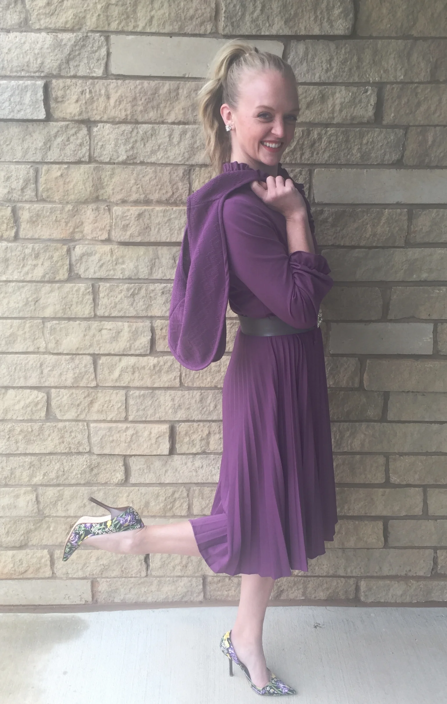 Thrifty Thursday: Vintage Purple Dress + Vest