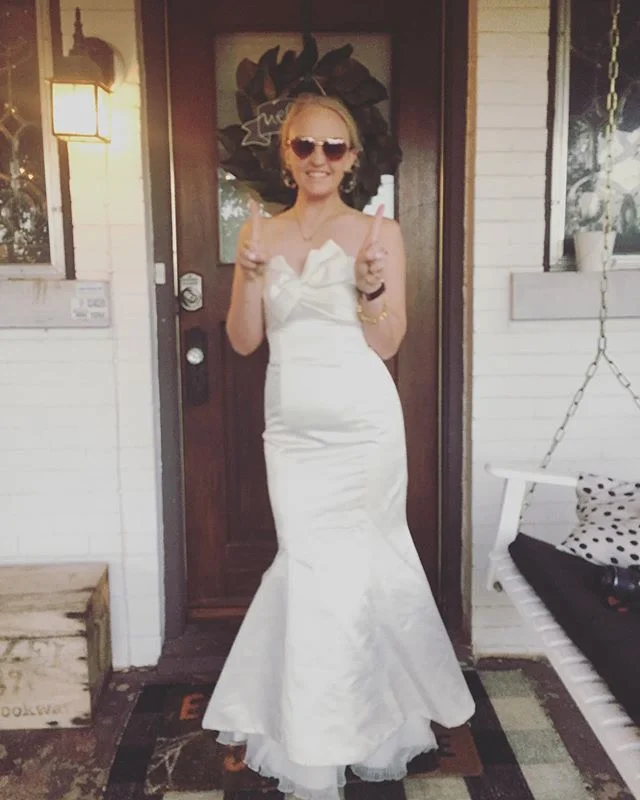 E L E V E N  years... and still working on getting my money’s worth out of this puppy.
.
Last year, this thing slid right on. This year, I’ve slept in more, gone to the gym less, changed jobs, and eaten more sour patch kids. Both lifestyles feel great, tbh.
.
#anniversary #weddingdress #stillfits #kindof #elevenyears #sarahdanielle