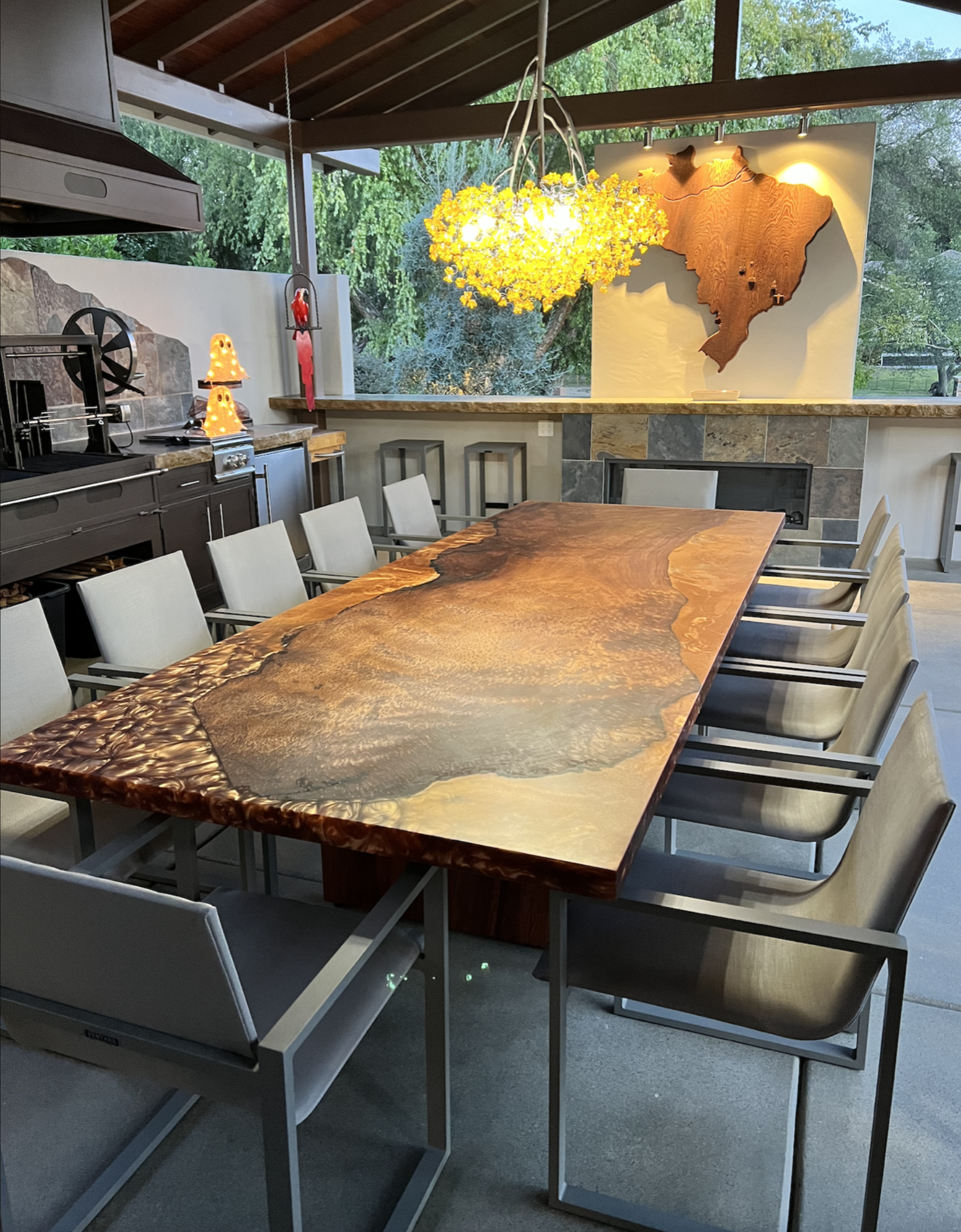 Redwood Epoxy Patio Table