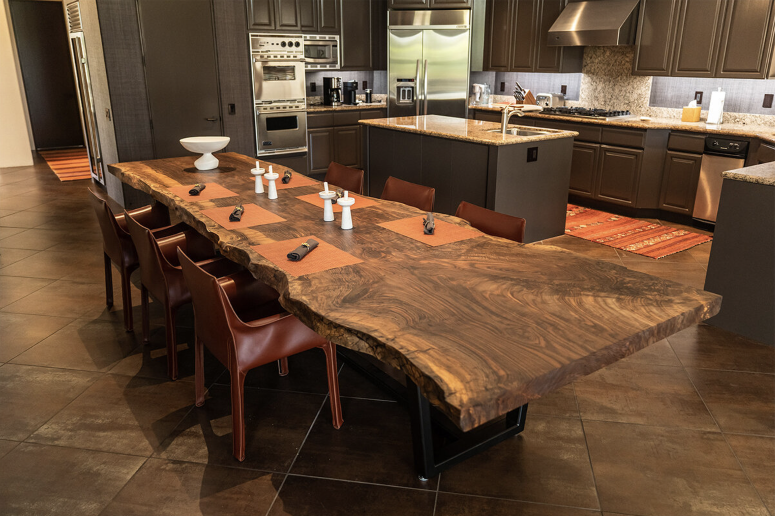 Bastogne Walnut Dining Table in Live Edge. 
