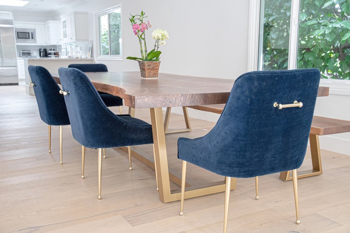 Live Edge Walnut Dining Table with Matching Bench