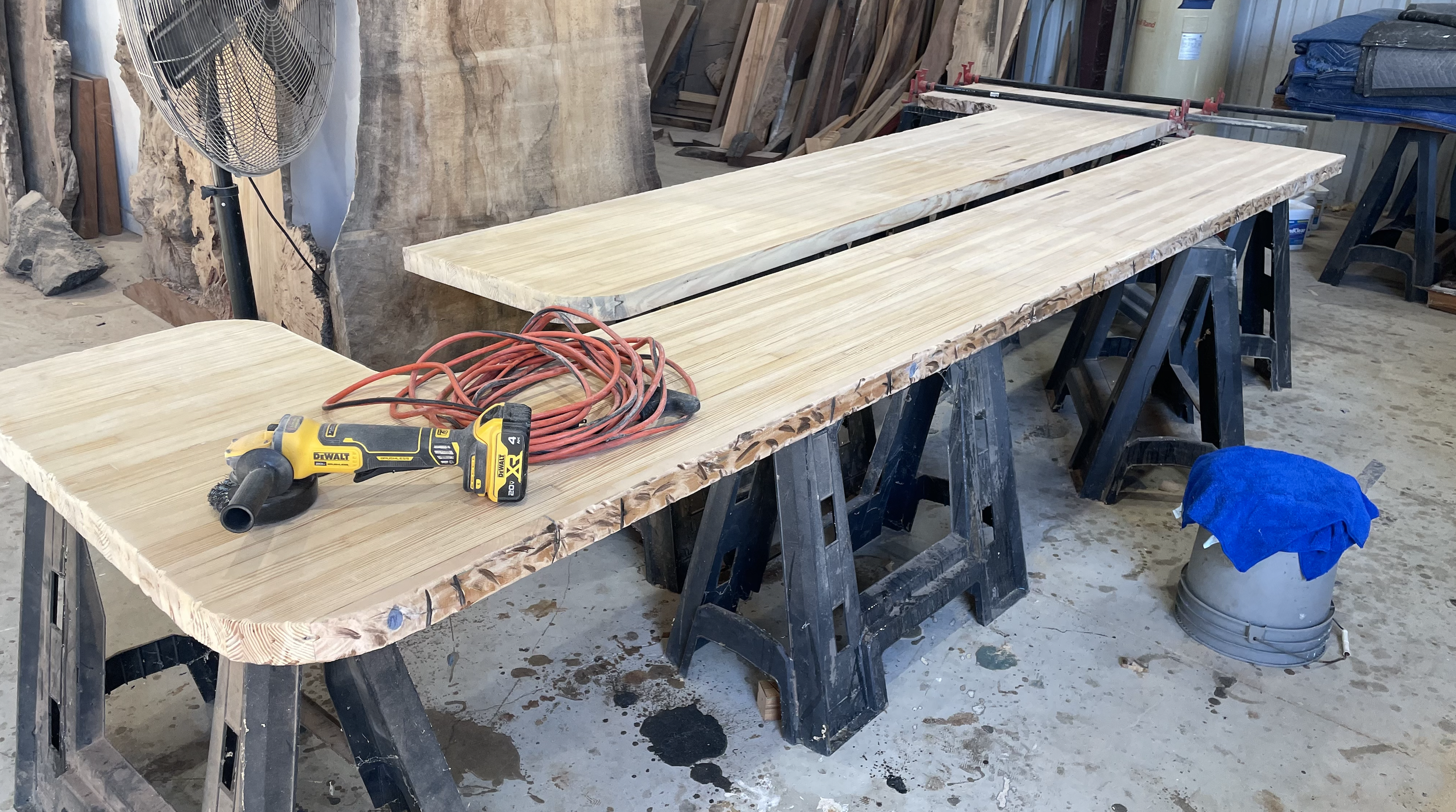Making custom countertops from reclaimed bowling alley wood