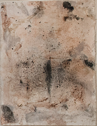  Abundance of Scarcity II - 100×100cm - Characoal, Ash, Red Rock on Paper 