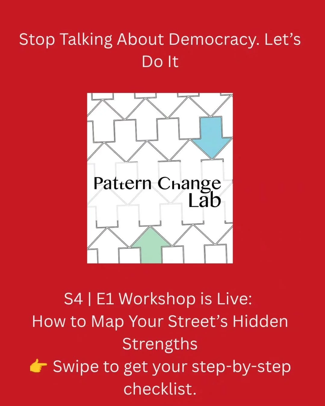 Let's Talk Democracy  podcast season 4 premeire graphic checklist for building a local mutual aid hub by visual artist Ernestine Louise (Tina Johnson)

Quote framework by grassroots organizer Vjolla Emiri on mutual aid, collective power, and neighbor