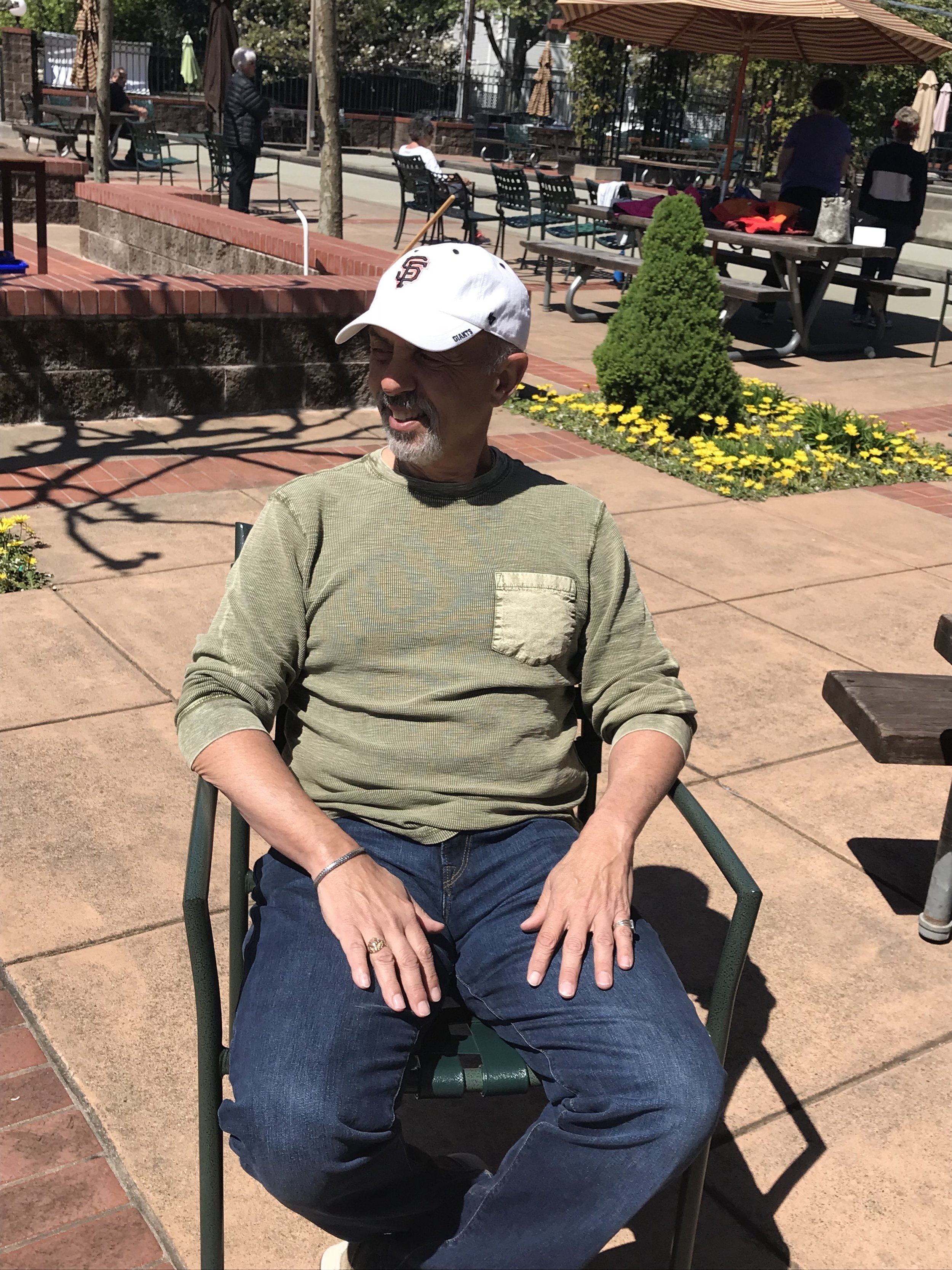 Carmen, enjoying a beautiful day at bocce.