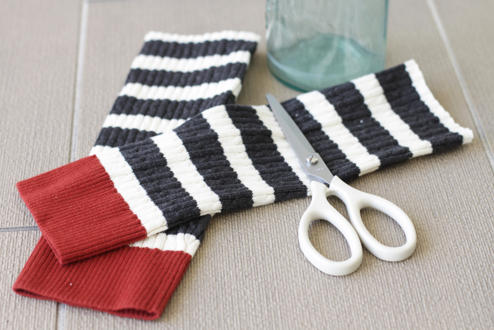 If your fabric isn't super stretchy you are going to need to put the new leg warmers around a jar to stretch them out while you put the bonding tape on. 