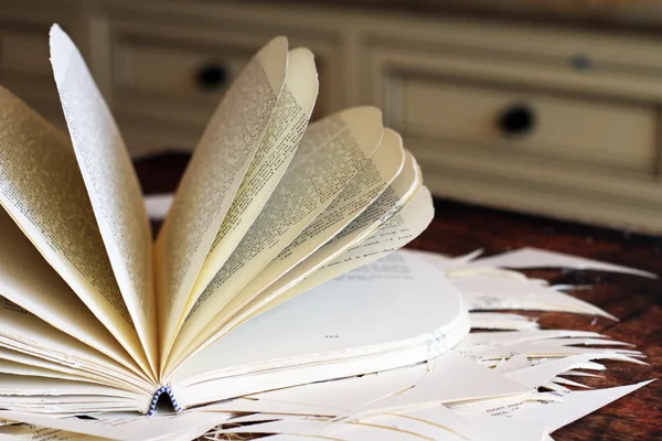 Alright, now it's time to heat up your glue gun. While it's getting hot, fan out your book. Separate the pages as much as possible.