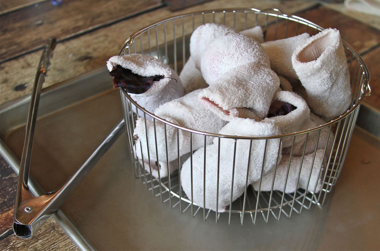 Drain your eggs and let them cool before you remove the silk.