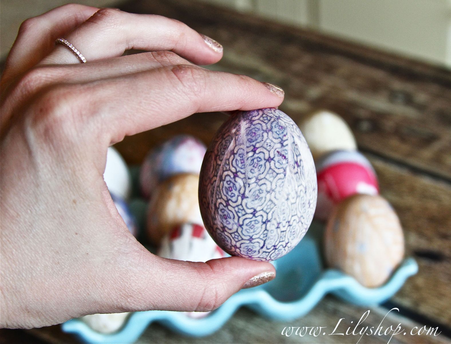 When you scrunch the silk around the egg you will get some white lines and dots etc. It's all part of the process. 