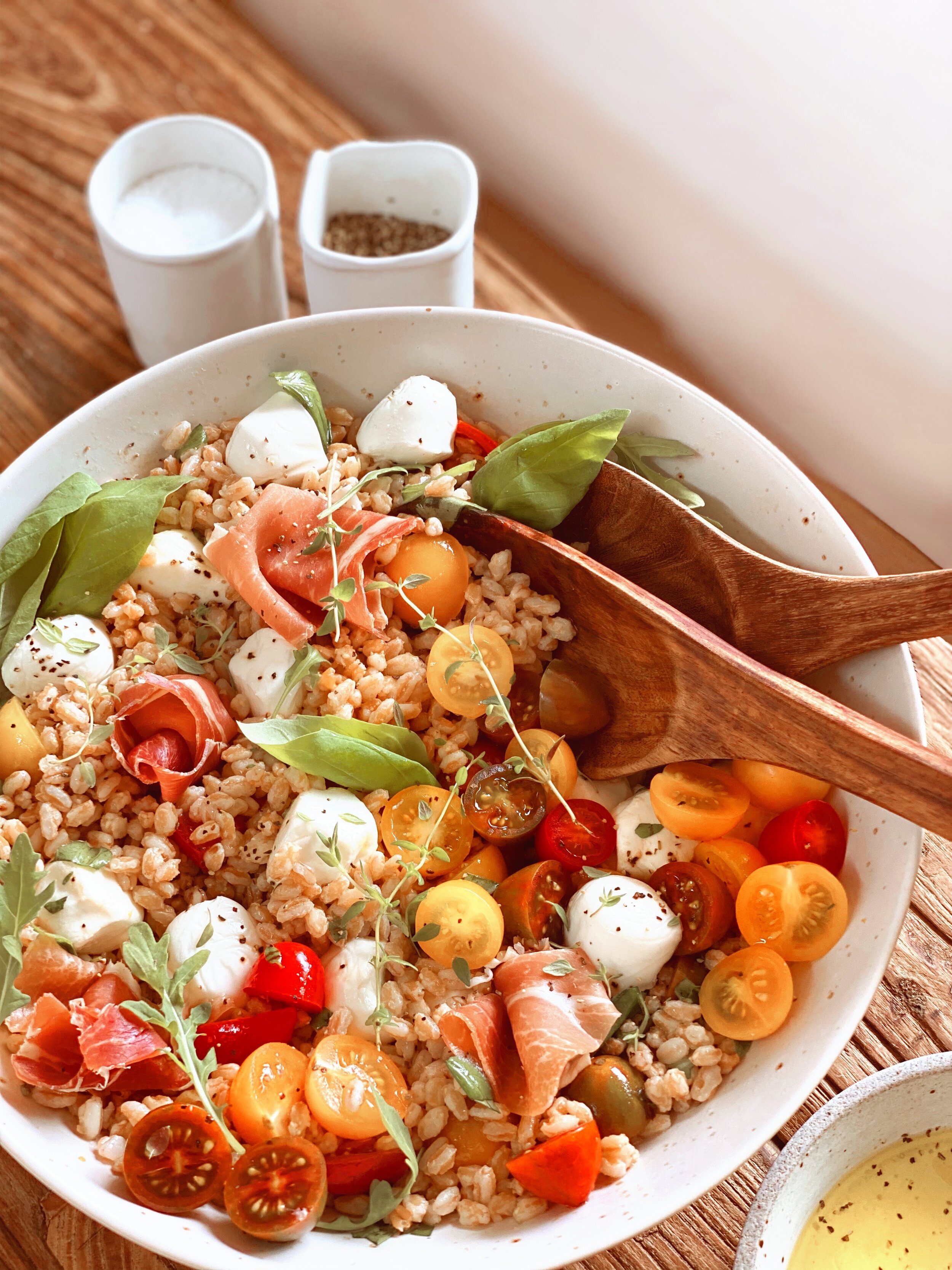 Farro Caprese and Prosciutto Salad