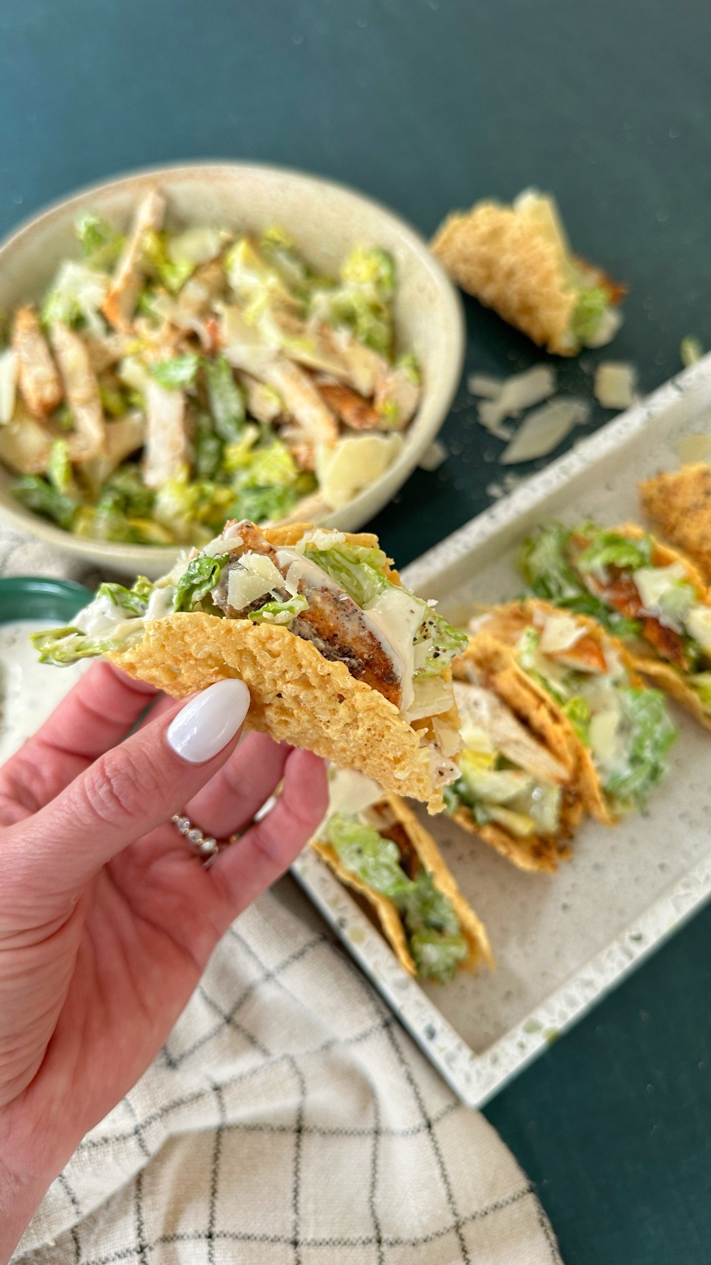Parmesan Crisp Caesar Salad Tacos