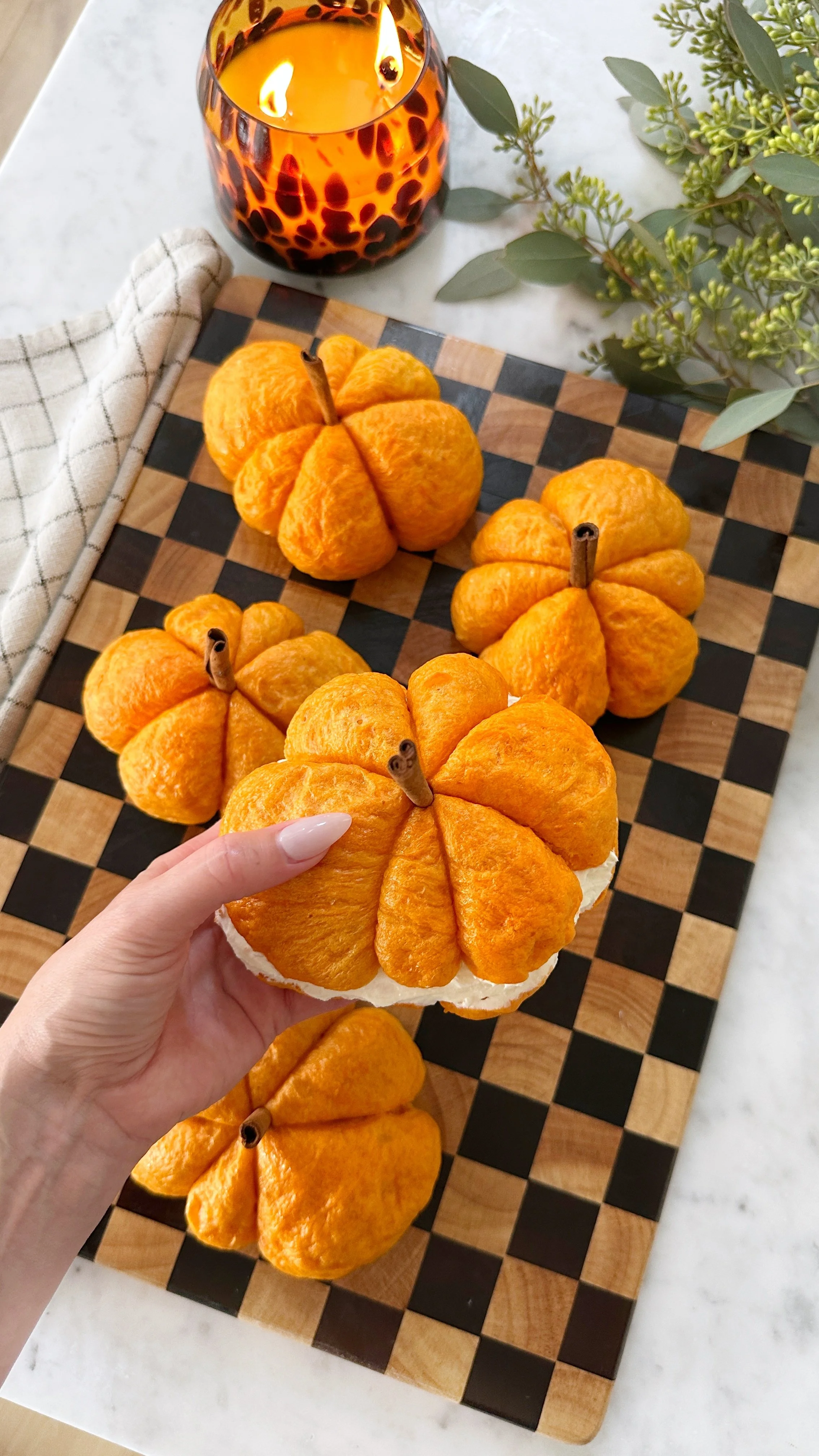 Pumpkin shaped New York bagels 