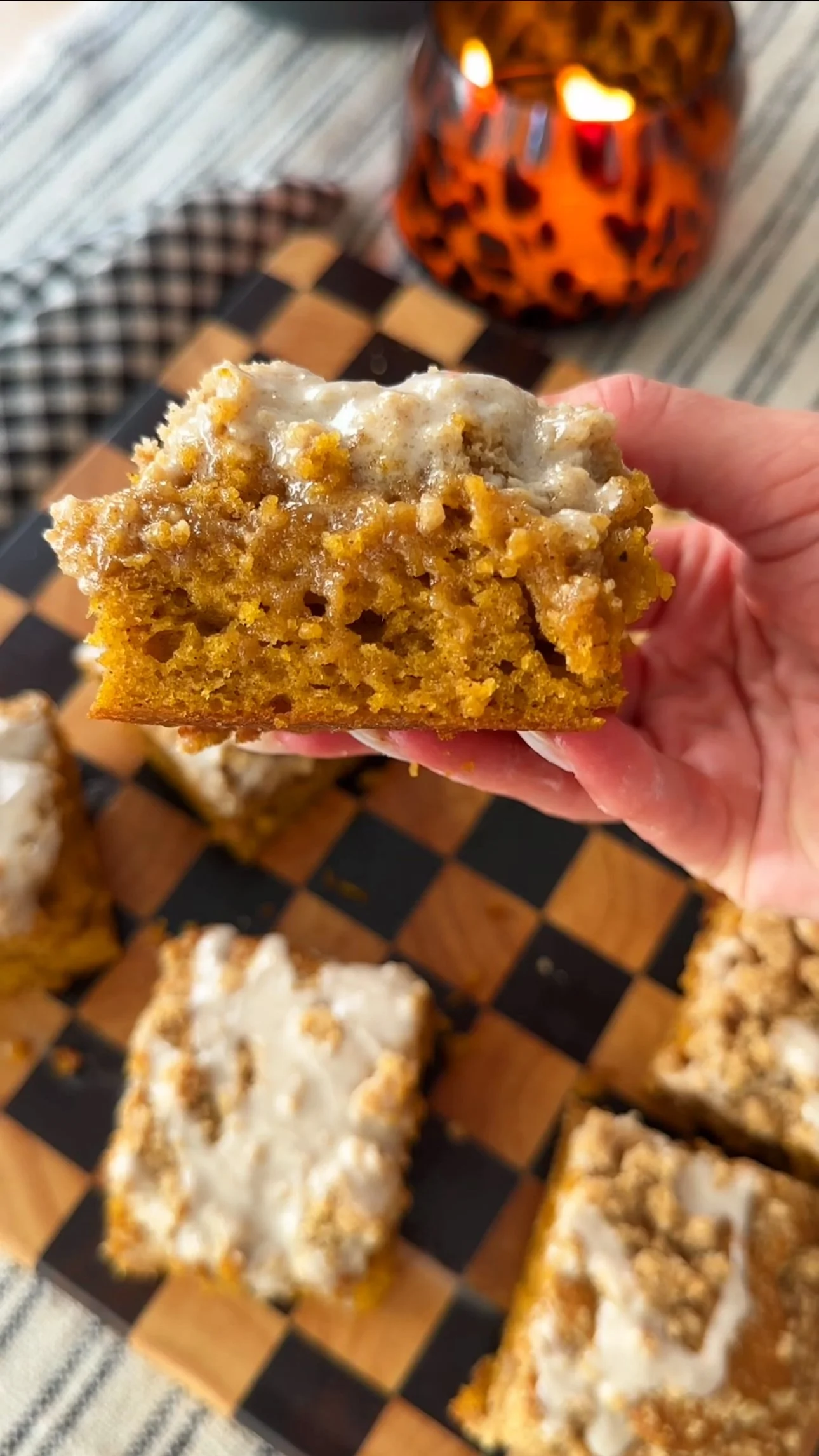 Pumpkin Streusel Cake with Brown Sugar Crumble and Spiced Glaze