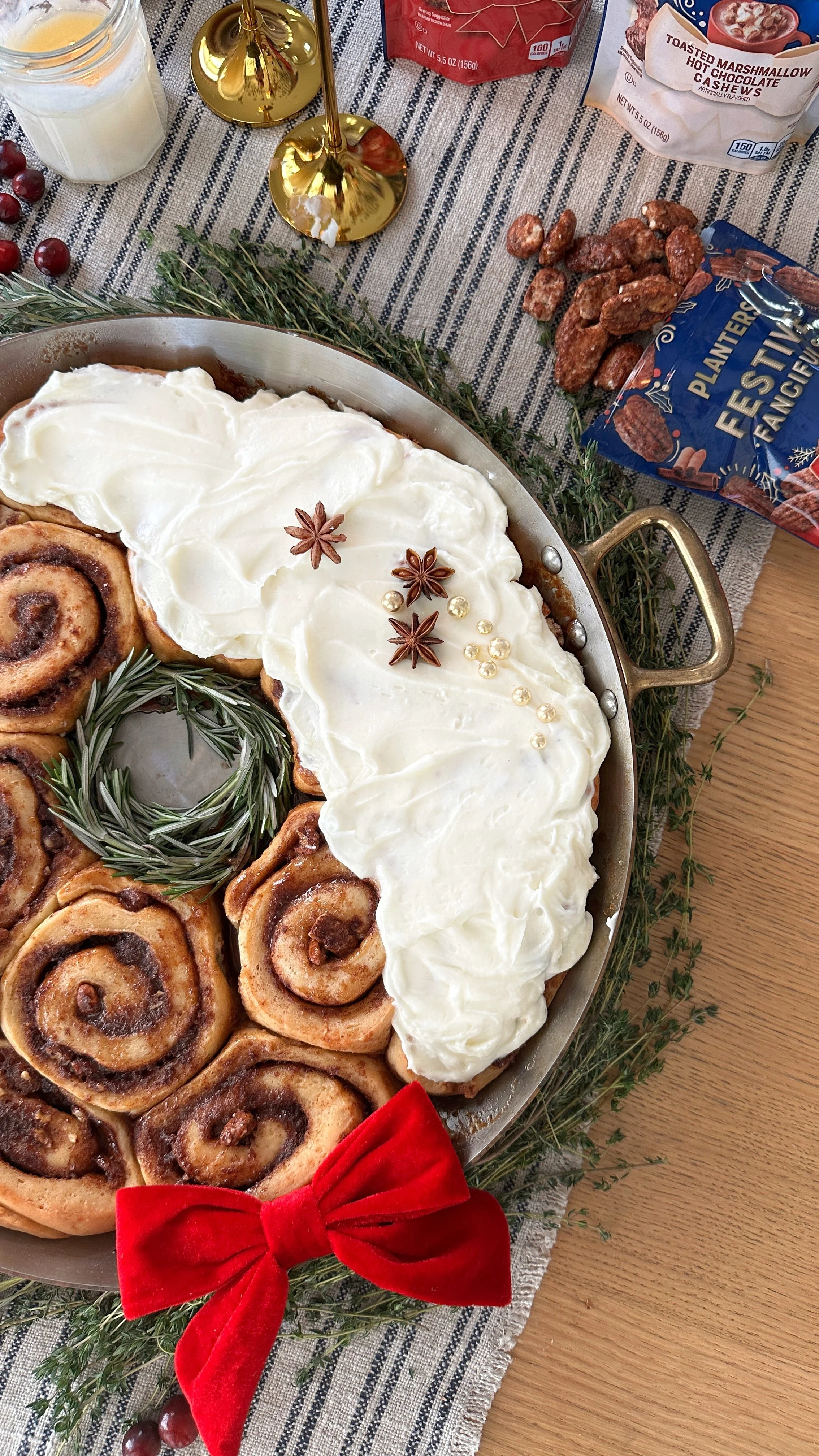Overnight Pecan Cinnamon Roll Wreath