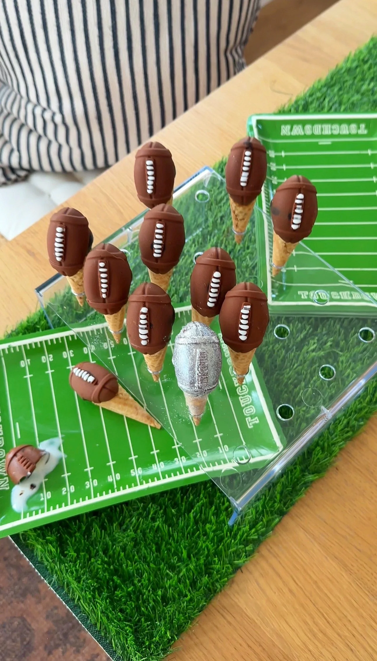 Game Day Football Ice Cream Cones - Easy Super Bowl Dessert