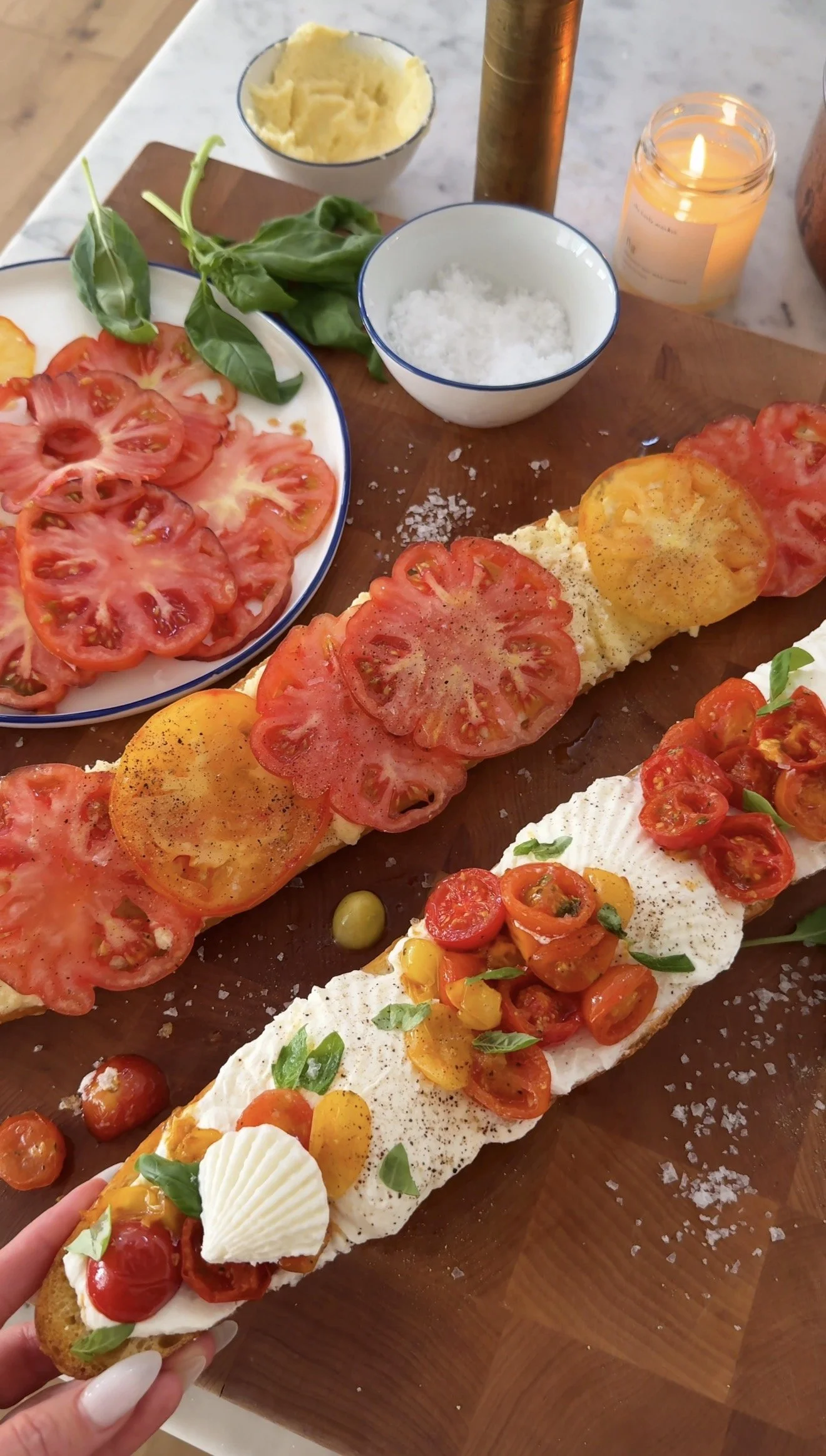 Heirloom Tomato Cheese Toasts
