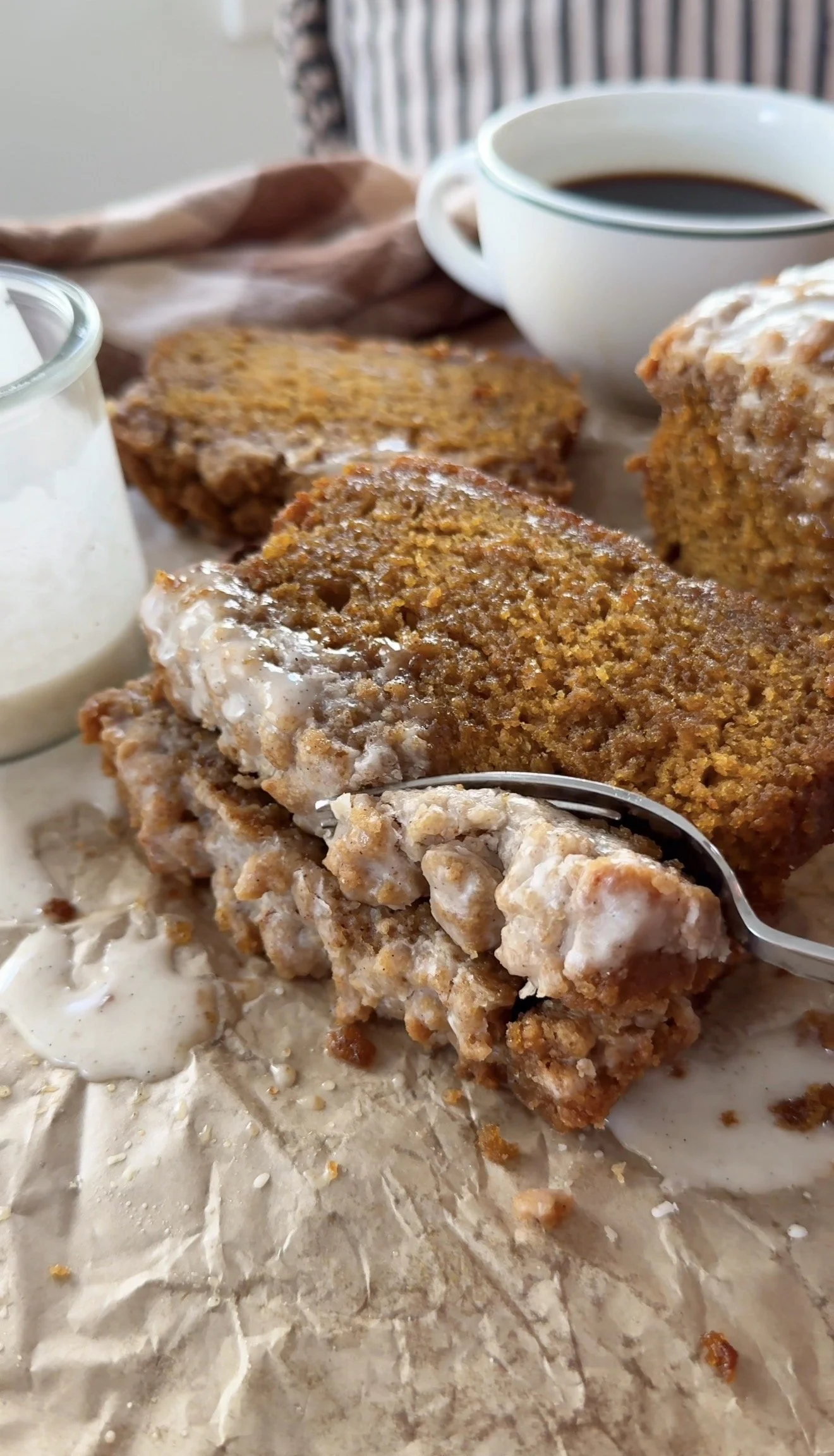 Moist Pumpkin Streusel Cake with Brown Sugar Crumble and Spiced Glaze
