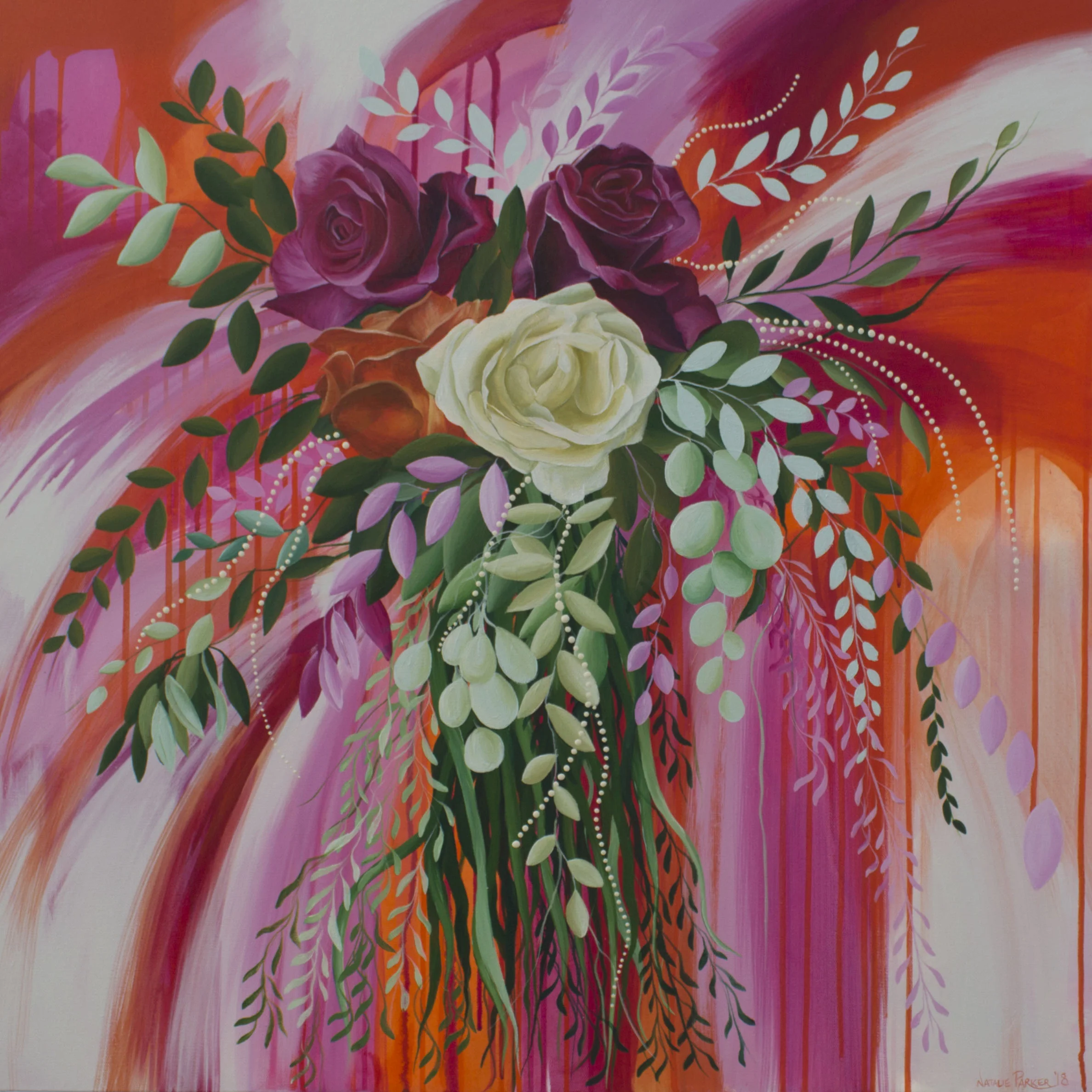 Crazy Messy Love Acrylic painting on canvas 30" x 30" x 1.5"