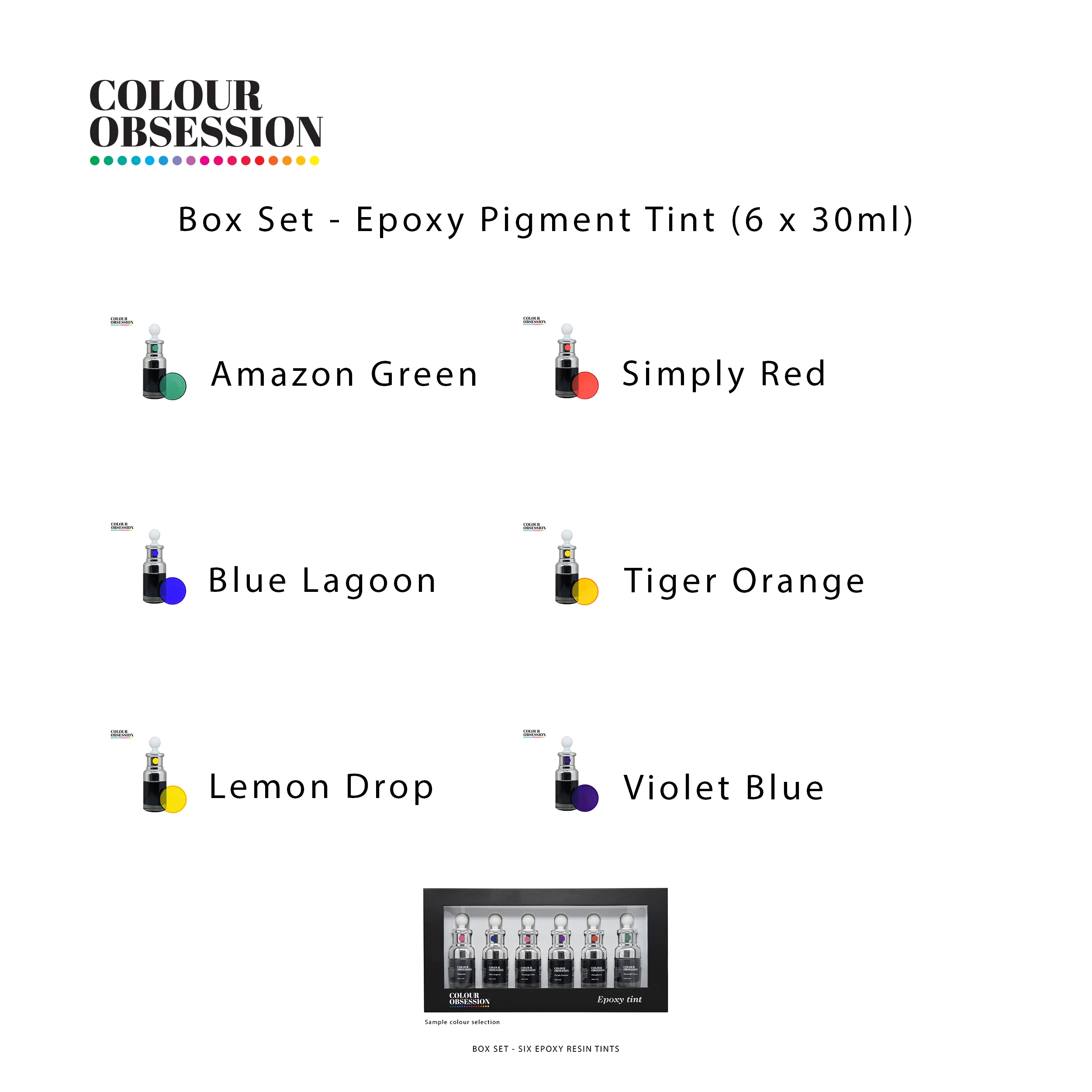 Box Set 4 - Epoxy Pigment Tint (6 x 30ml)