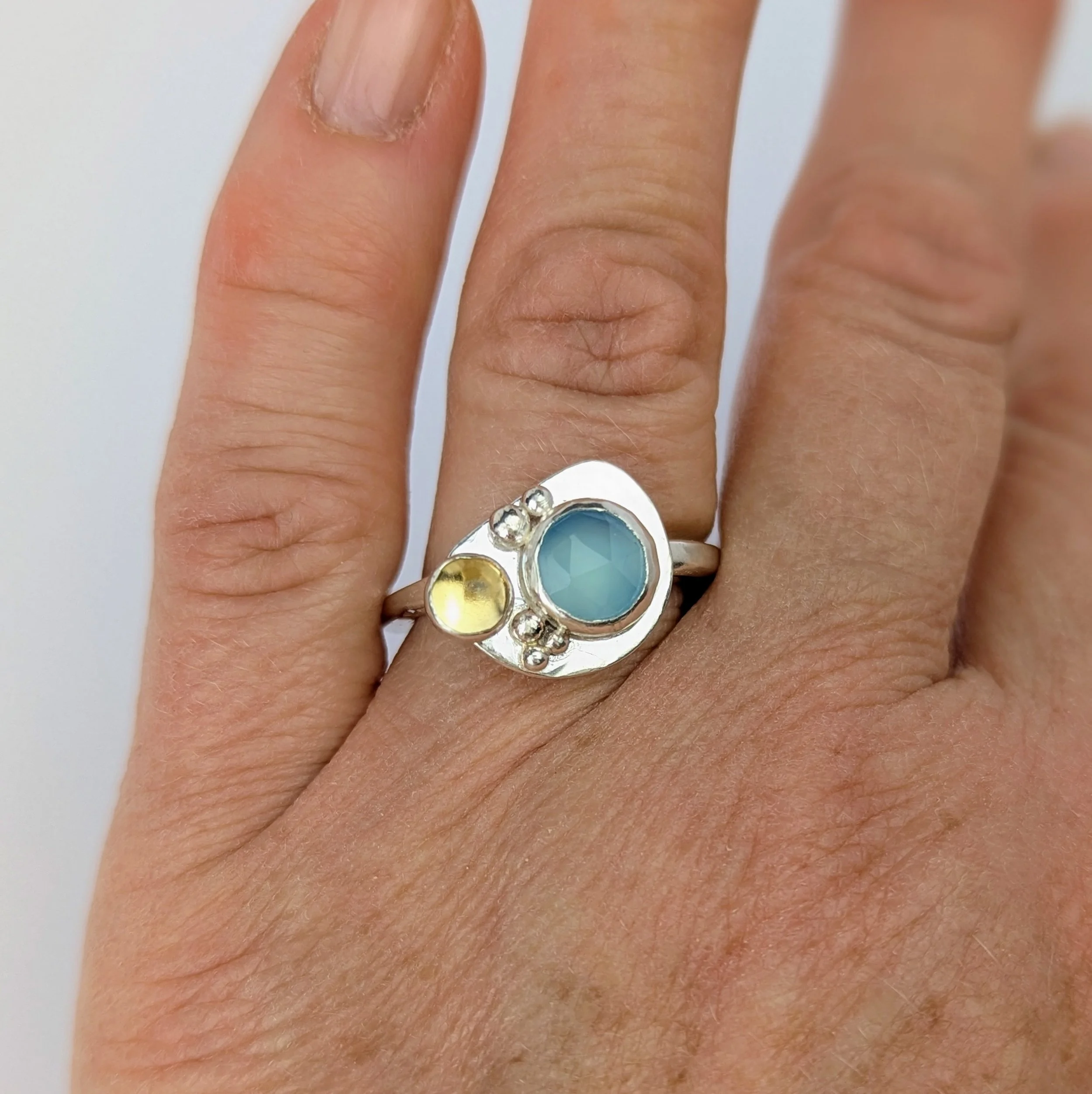 Seapool Ring with Blue Chalcedony & Citrine on2.jpg