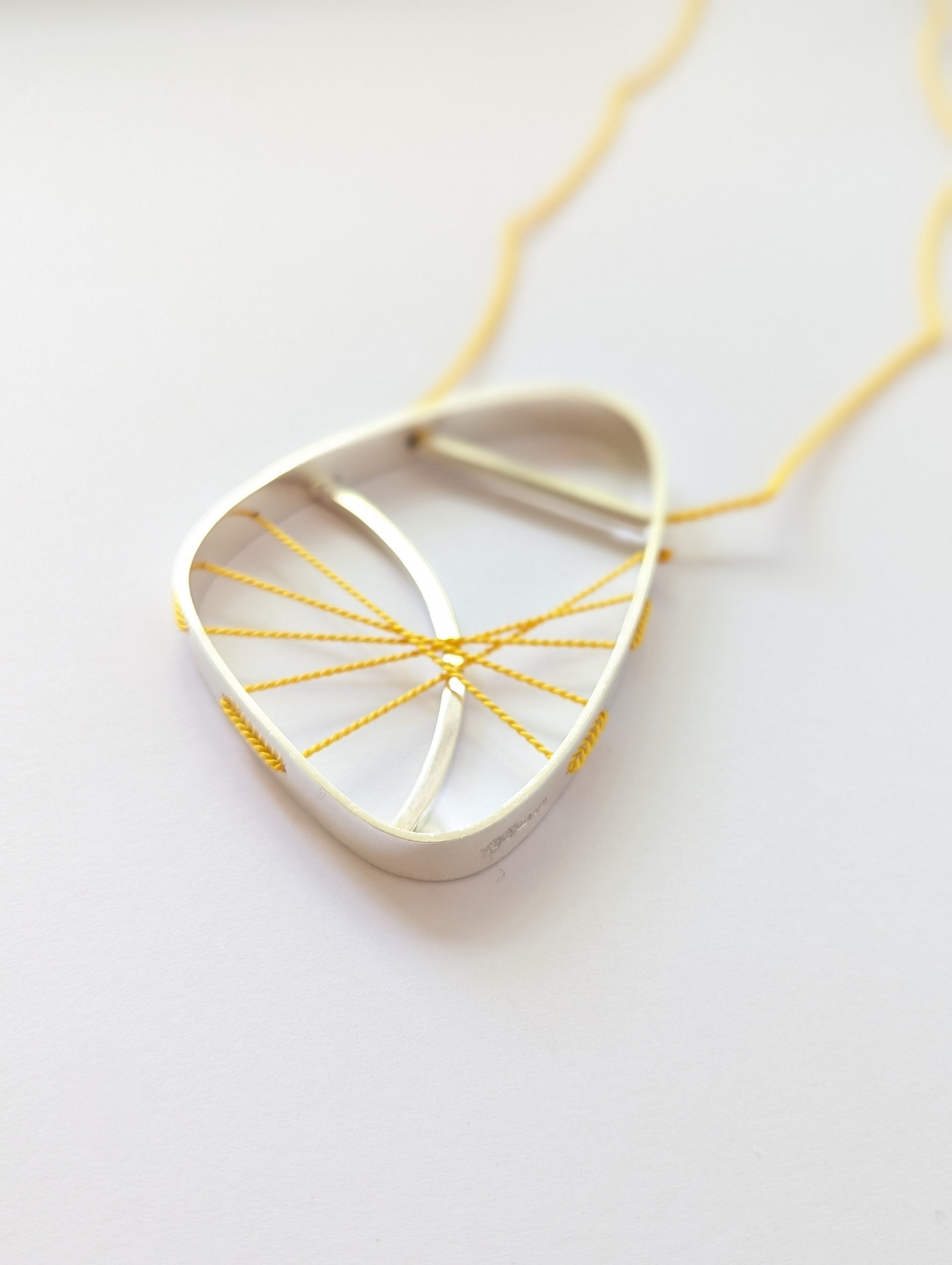 Hepworth-inspired necklace, Gorse Yellow ( single internal line detail)