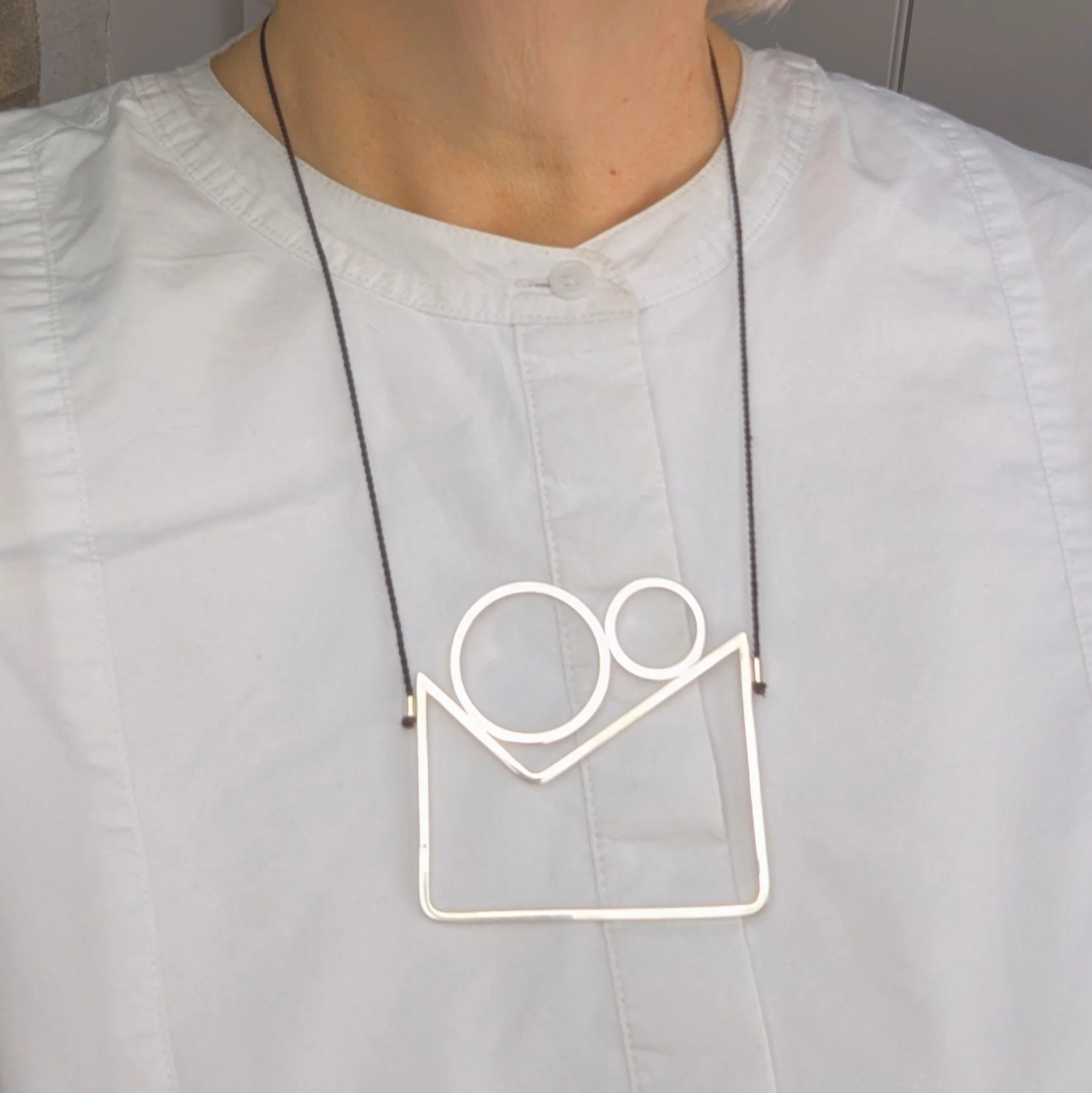 NEW Stacked Square Shape necklace, Black