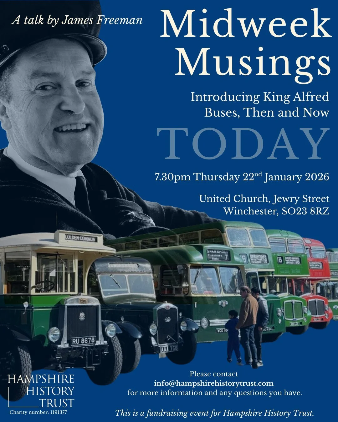 🥳Today is the day! 

😁 Kick off 2026 with us as we enjoy our first midweek musings of the year! Join James Freeman as he dives into the incredible legacy of the King Alfred buses, and their iconic place in Winchester's history. 🚌

We can't wait to