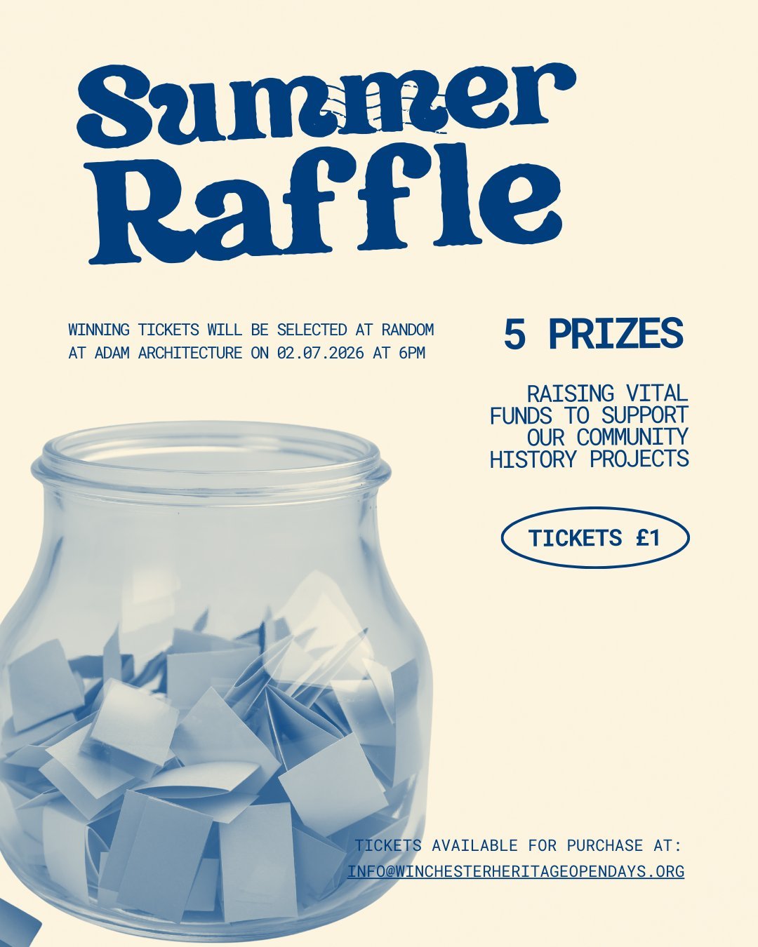 📢 Announcing the HHT Summer Raffle 2026! 📢

We&rsquo;re excited to launch the Hampshire History Trust Summer Raffle! Every ticket helps support our community history projects, including Hampshire HistBites and the Winchester Heritage Open Days Fest