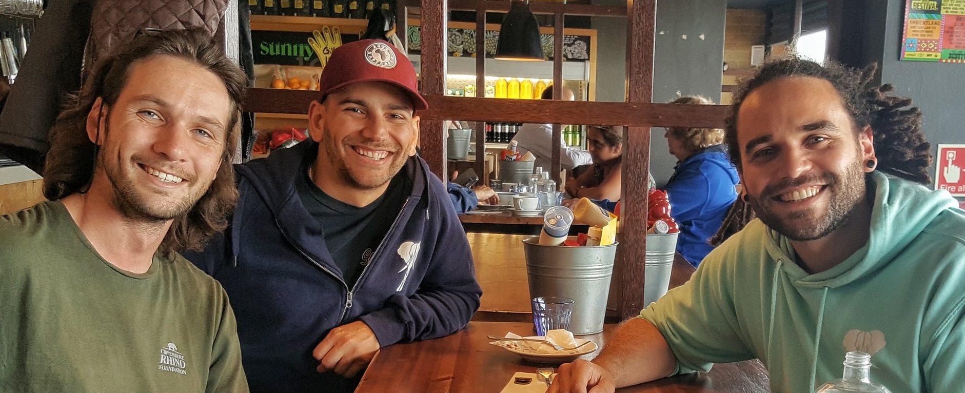Sam, Ross & George enjoying a coffee at Urban Reef in Bournemouth.