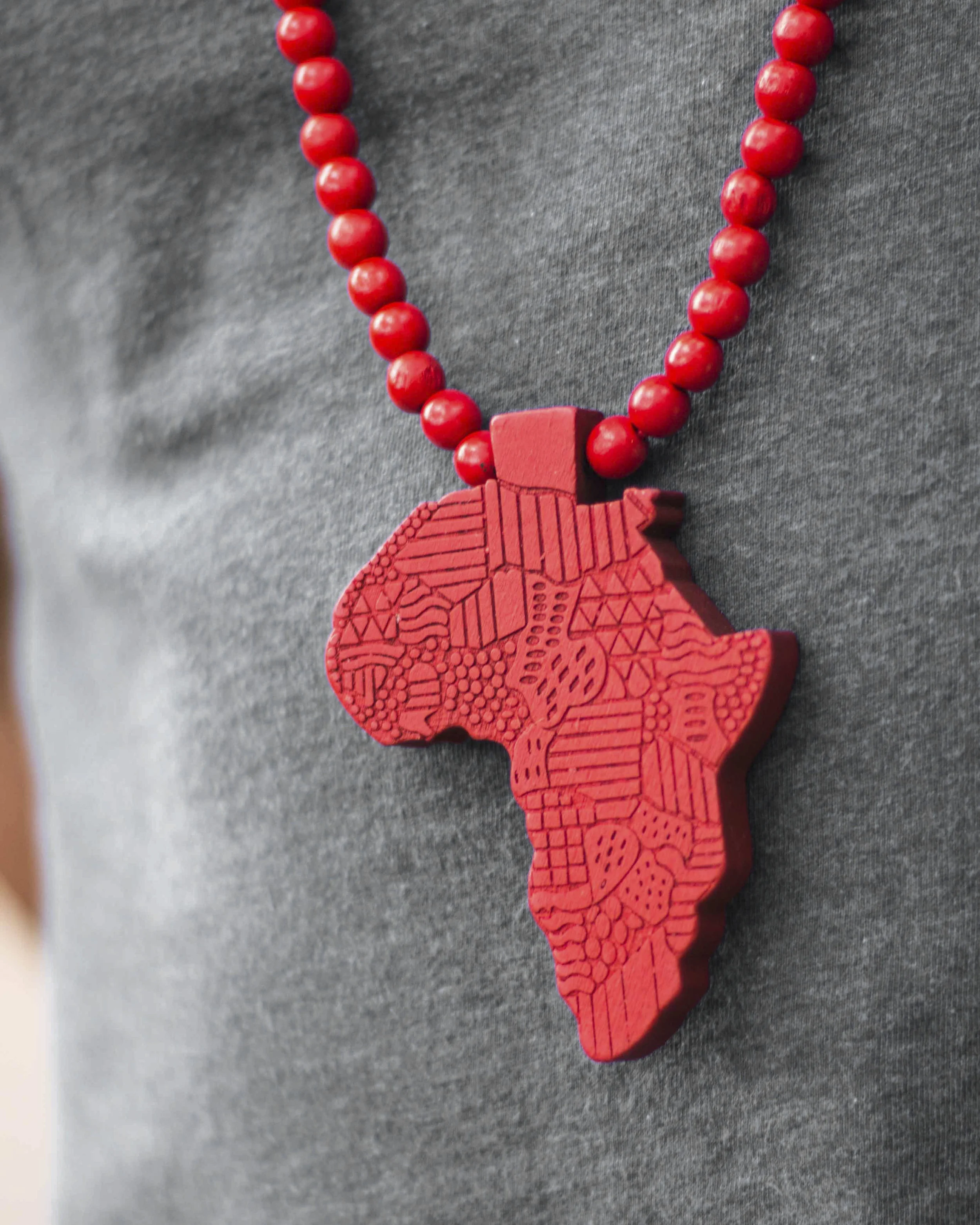 Africa Pendant Necklace (Red)
