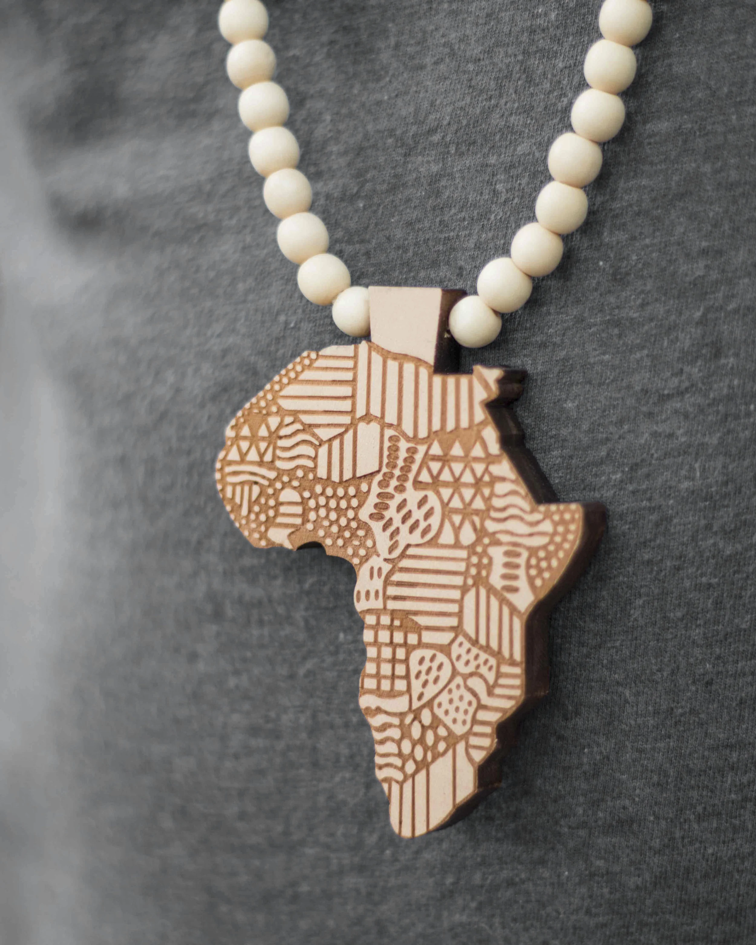 Africa Pendant Necklace (Cream)
