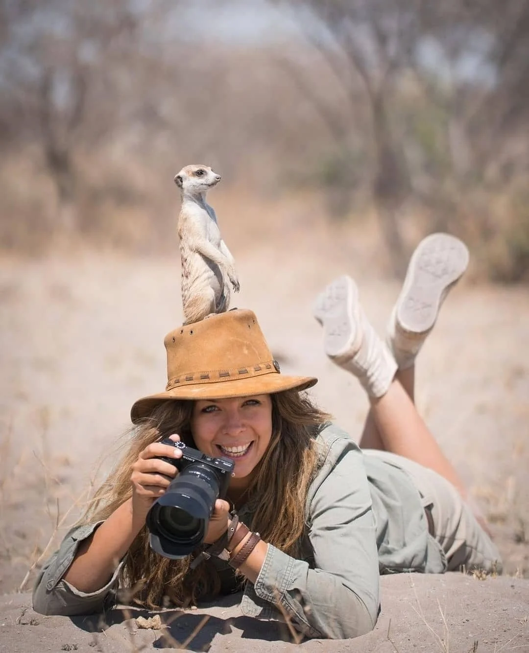 "Gesa was trying to get some eye level shots of the Meerkats when this individual saw an opportunity to get some height for a lookout post! Gotta love wildlife photography!" . Photo and caption from - @safari.frank