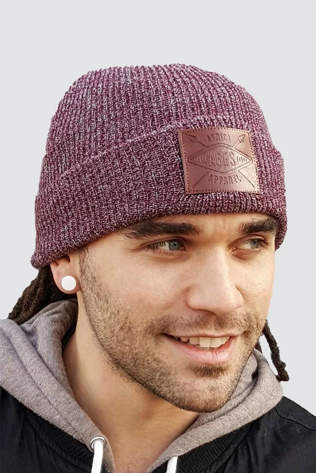 Shield Beanie Hat (Heather Red)