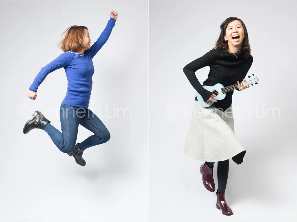corporate-headshot-Facebook-Hong-Kong-girl-jumping-sideways-mid-air-girl-playing-ukulele-laughing
