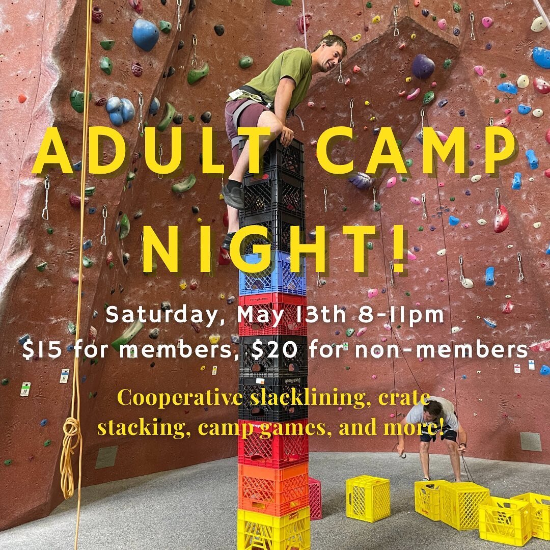 Introducing our first-ever Adult Camp Night at Rockville!
.
$15/members, $20/non-members
.
Led by our Program Director Michelle and long-time member Keith Pringle, join us for a fun and challenging night of our most popular summer camp games and acti