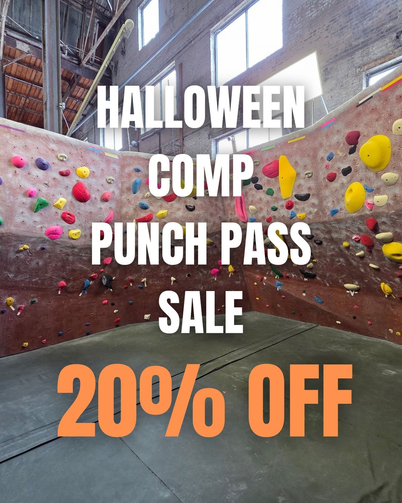 Tomorrow, 11/1 only! 20% off all punch passes in honor of the Halloween comp! Happy Halloween everyone!
