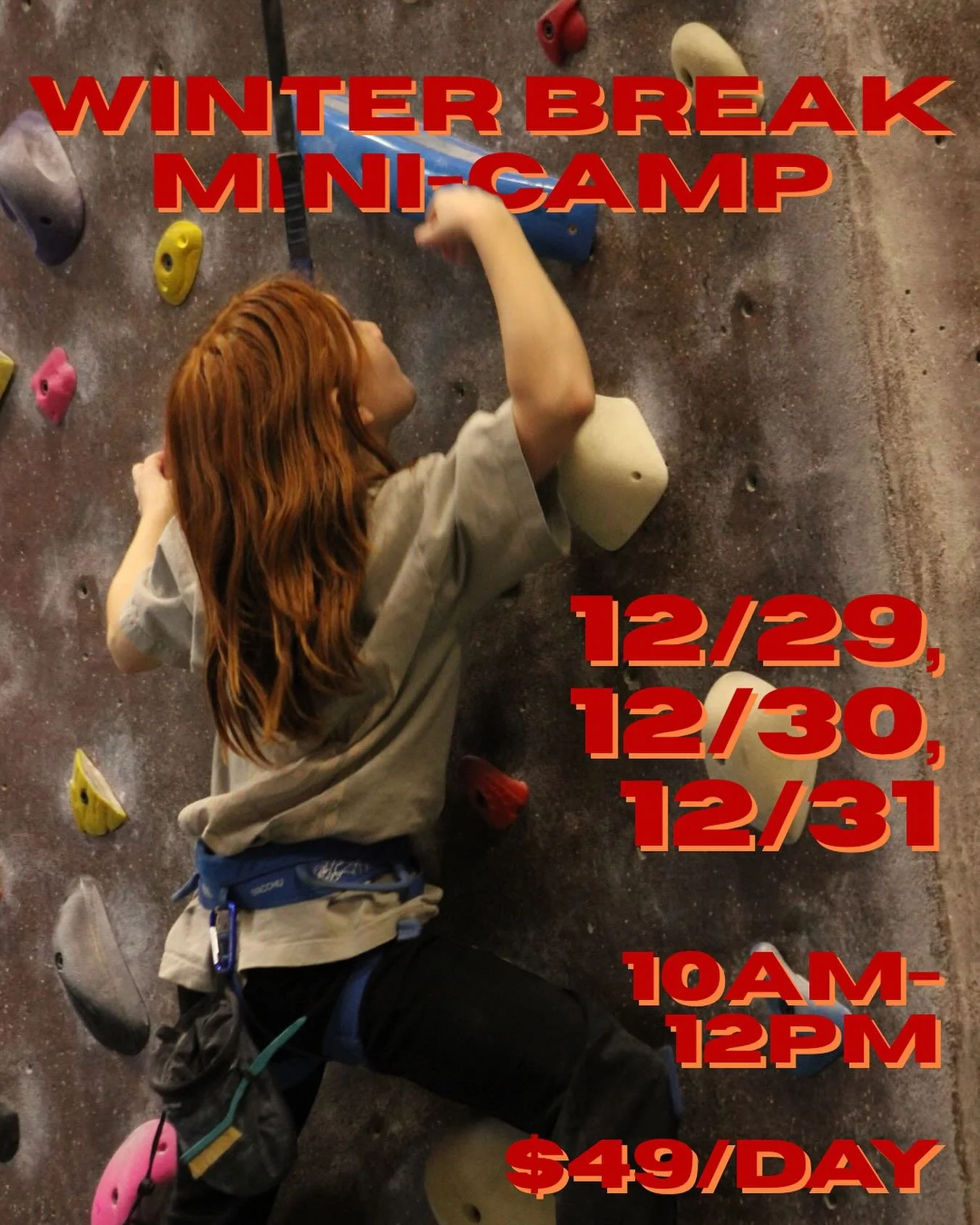 Spots are still available for next week&rsquo;s Winter Break Mini-Camp! Call us to save your child&rsquo;s spot today!! 

#njbouldering #njrockclimbing #climbrockville #princetonnj #hamilttonnj