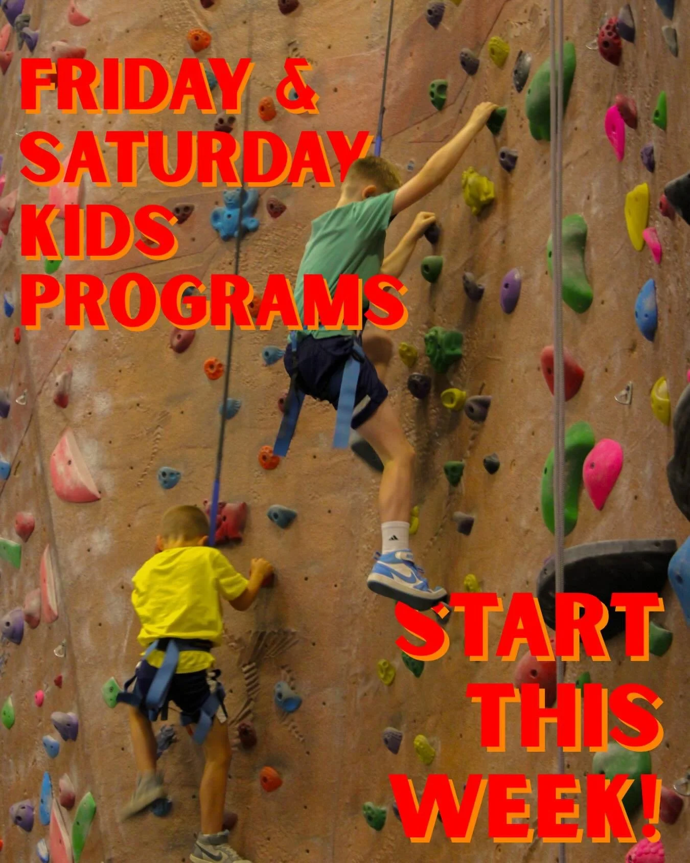 Space is still available in our kids&rsquo; program sessions beginning this Friday and Saturday! Your children can climb and play while supervised by our experience staff in our 5-week programs. Call the gym to sign your child up today!