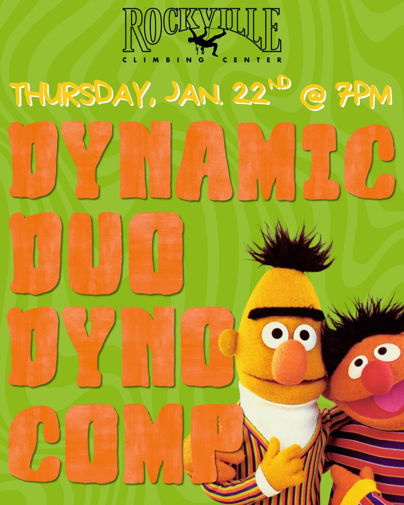 👯&zwj;♀️This Thursday, January 22nd is our Dynamic Duo Dyno Comp! Grab a friend and come in dressed as your favorite dynamic duo, or try out your dynamic climbing skills by jumping into our dyno comp! See ya there! 

#njrockclimbing #njclimbers #bou