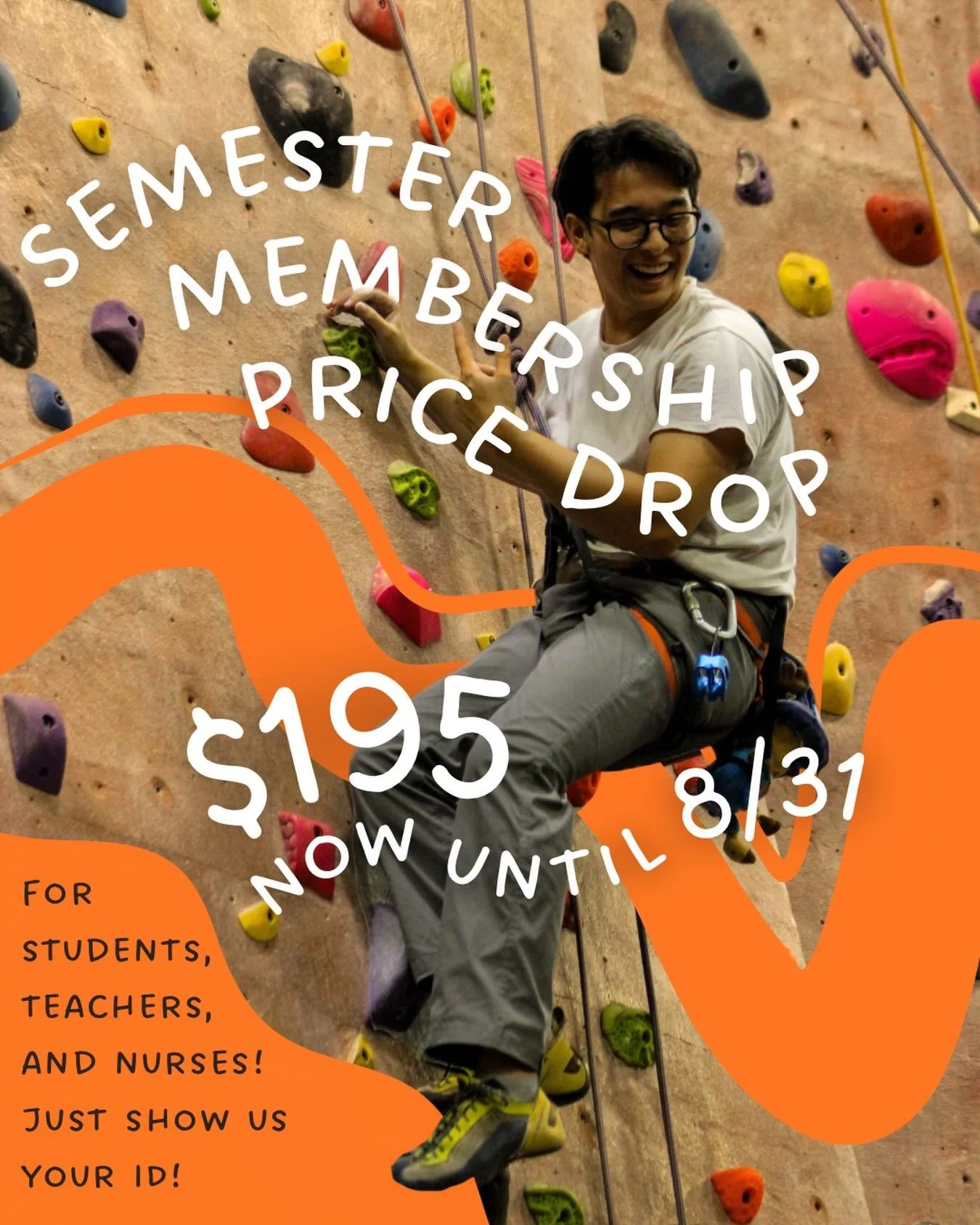 May is almost over, so come get a sweet deal on our Summer Semester Membership! Unlimited climbing from now until 8/31 for just $195!!

#climbrockville #tcnj #princeton #rider #princetonuniversity