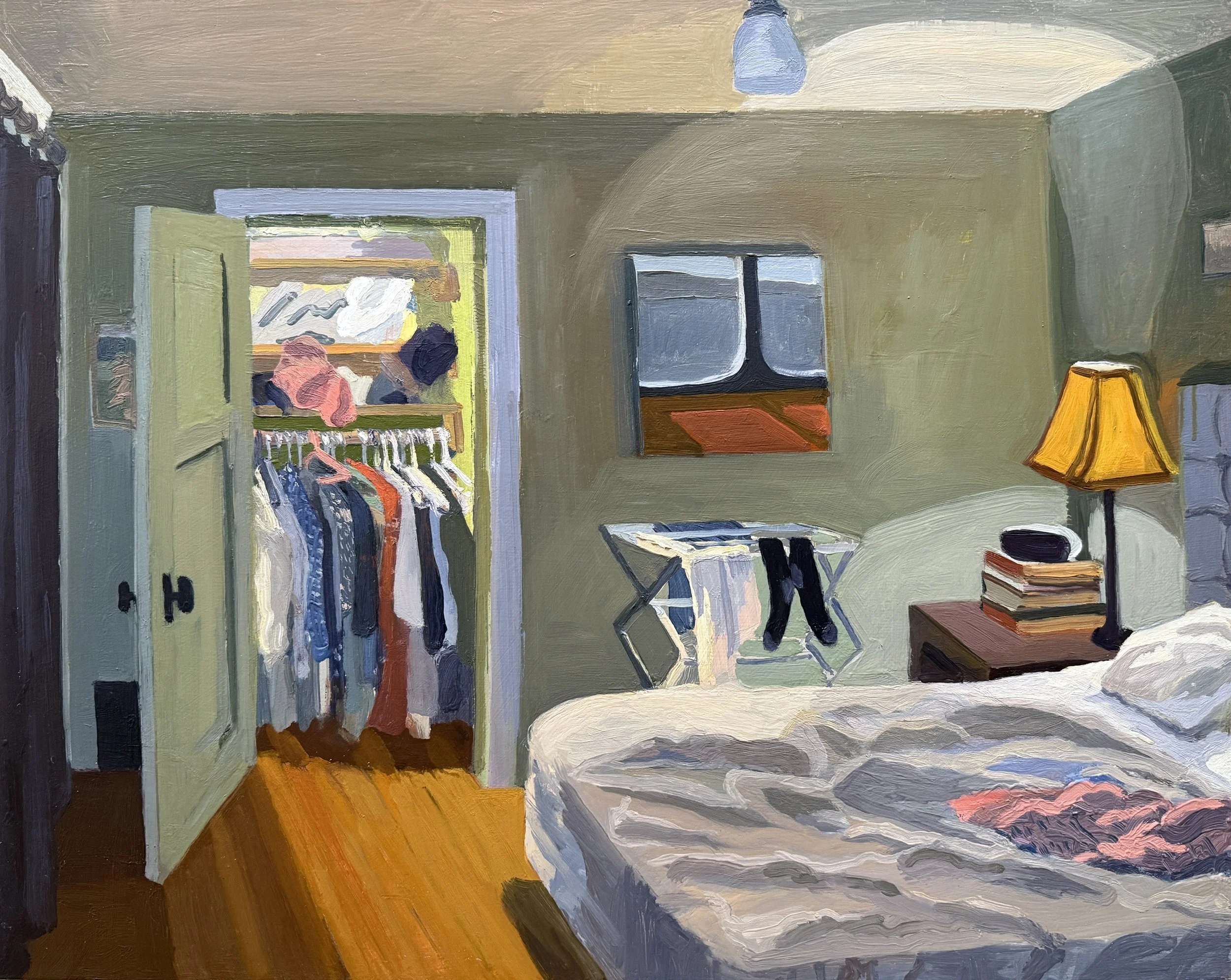 Bedroom Closet, 2025, oil on panel, 19 x 24"