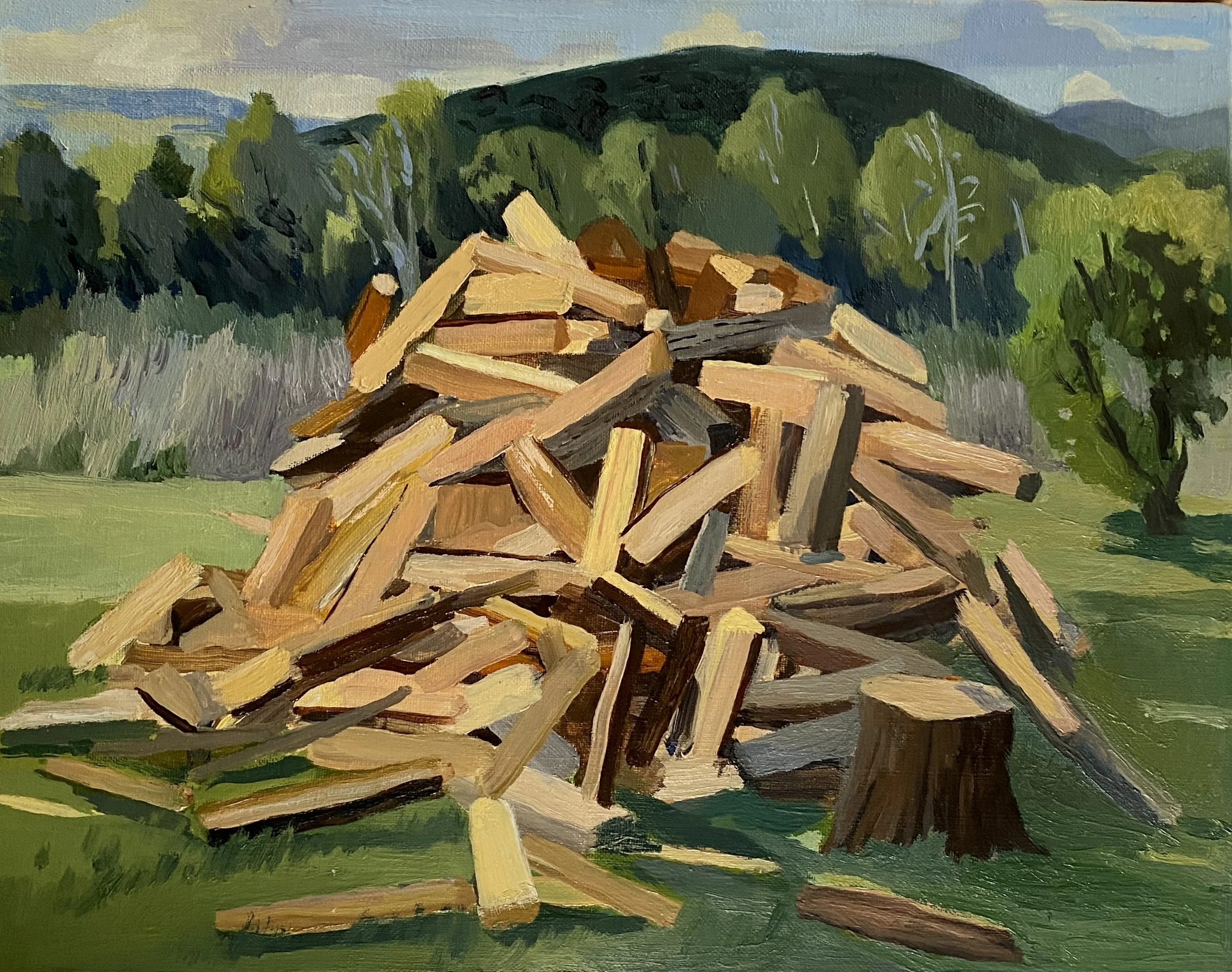Wood Pile II, oil on linen, 11 x 14"