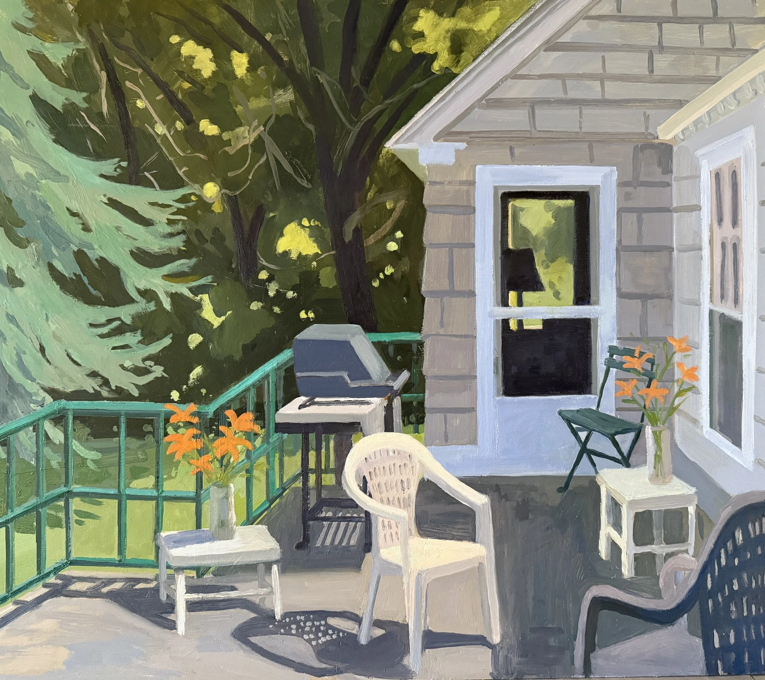Back Porch II, 2025, oil on panel, 21 x 24"