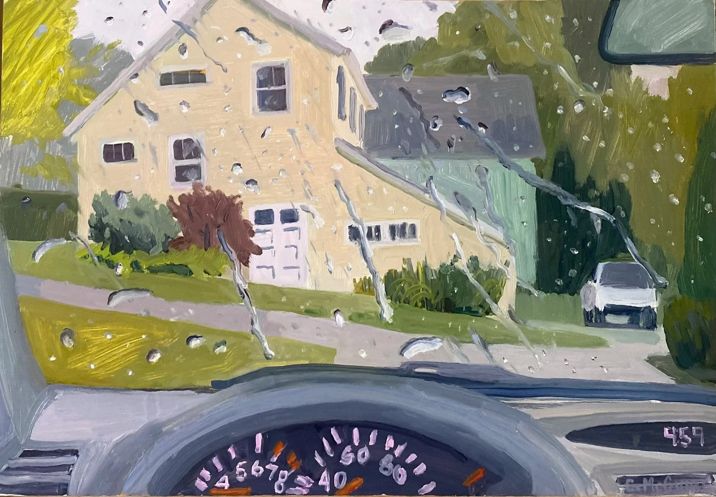 Raindrops, 2022, oil on panel, 11 x 16"